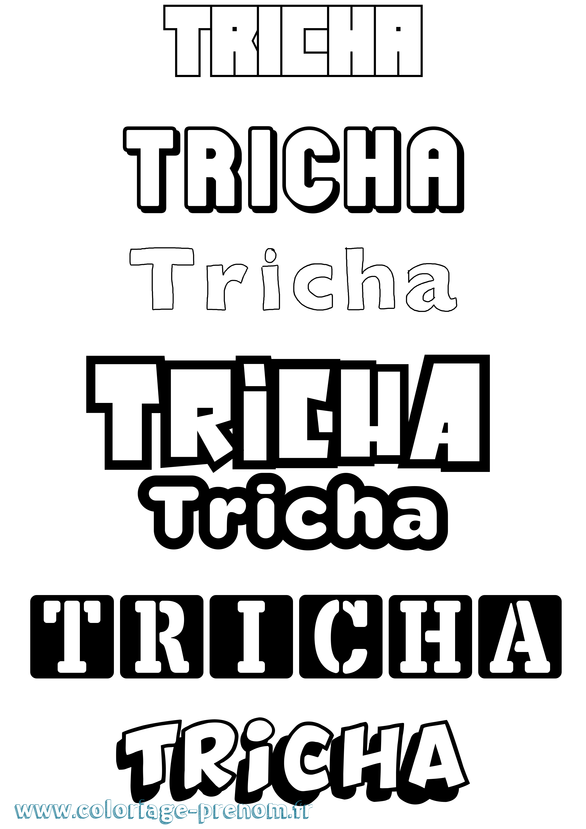 Coloriage Tricha Simple Coloriage prénom Tricha Simple
