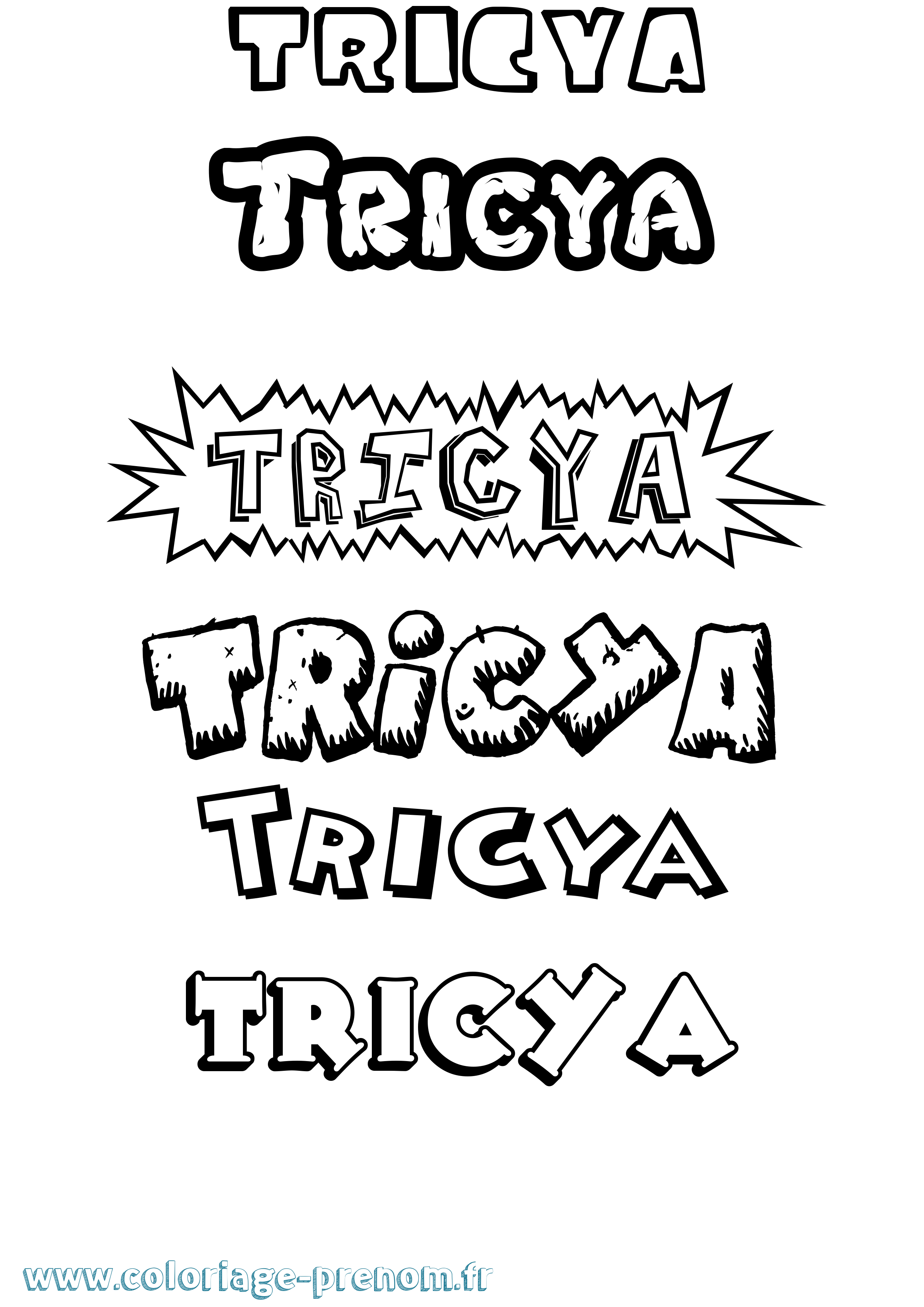 Coloriage Tricya Dessin Animé Coloriage prénom Tricya Dessin Animé