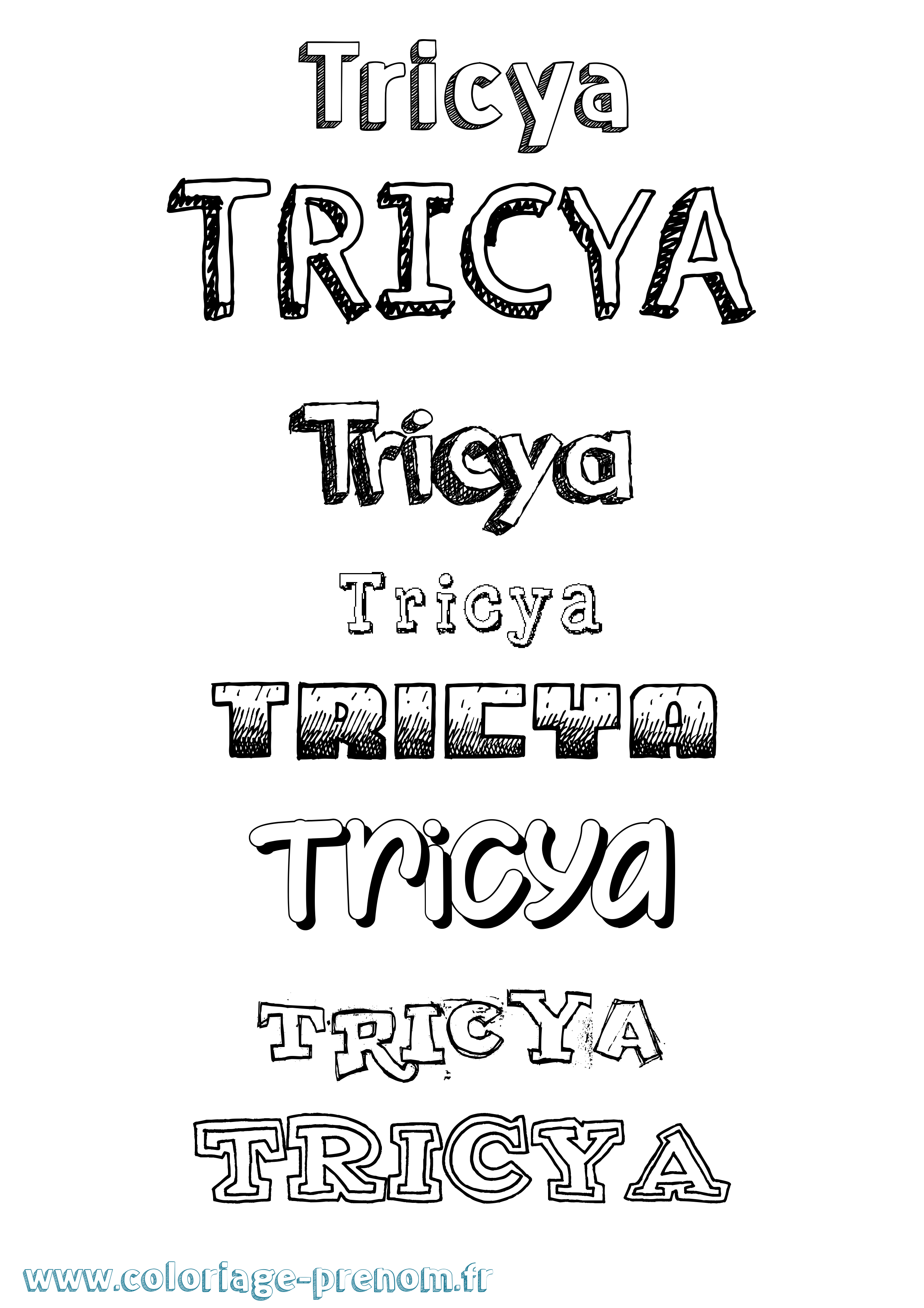 Coloriage Tricya Dessiné Coloriage prénom Tricya Dessiné