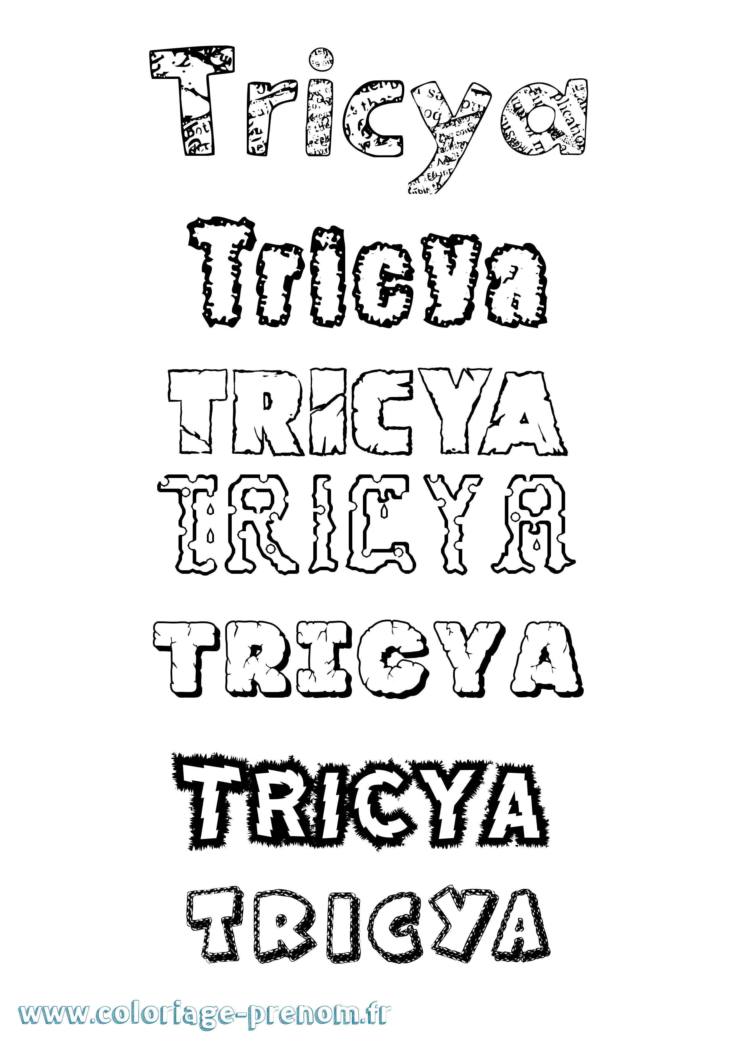 Coloriage Tricya Destructuré Coloriage prénom Tricya Destructuré