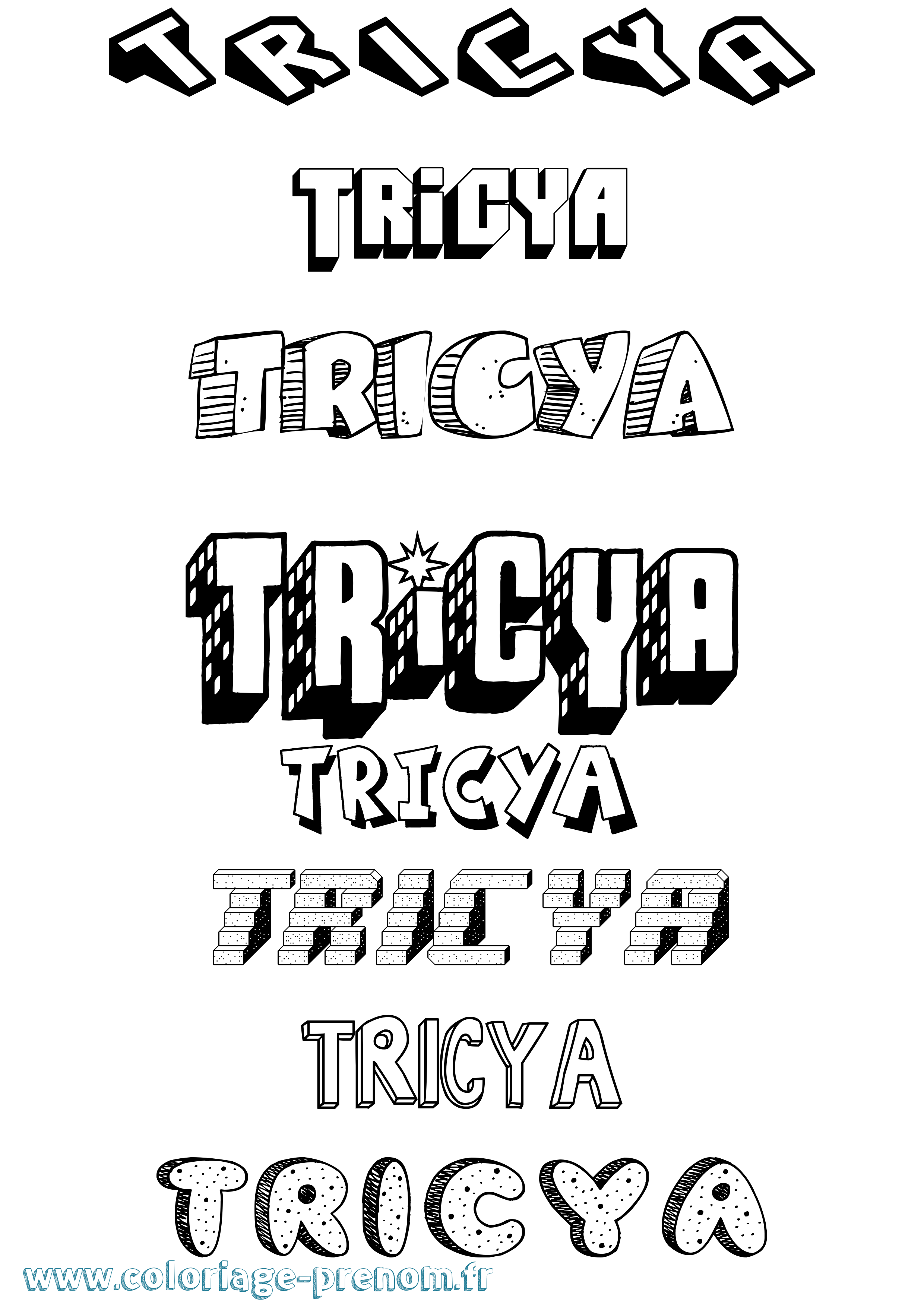 Coloriage Tricya Effet 3D Coloriage prénom Tricya Effet 3D