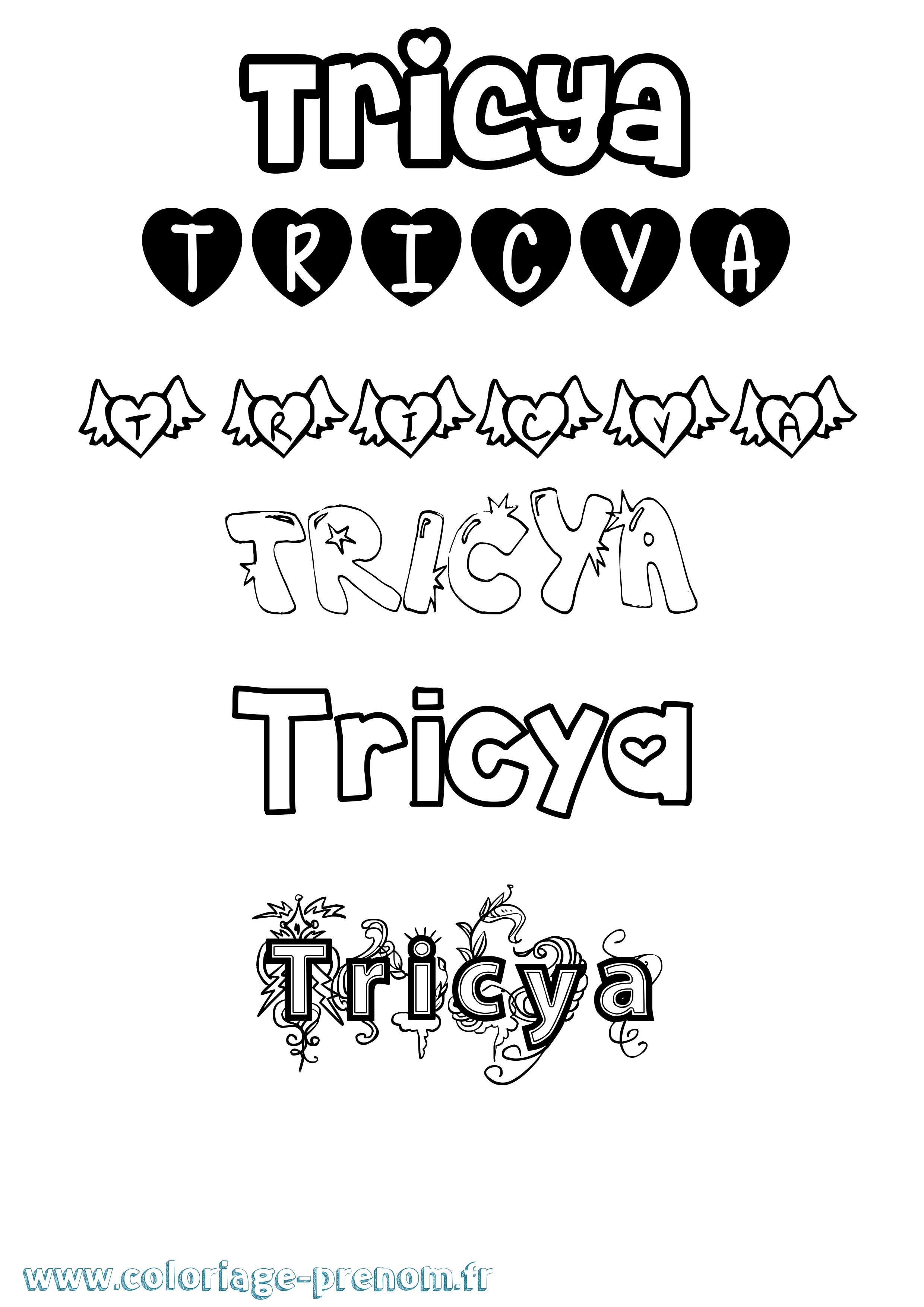 Coloriage Tricya Girly Coloriage prénom Tricya Girly