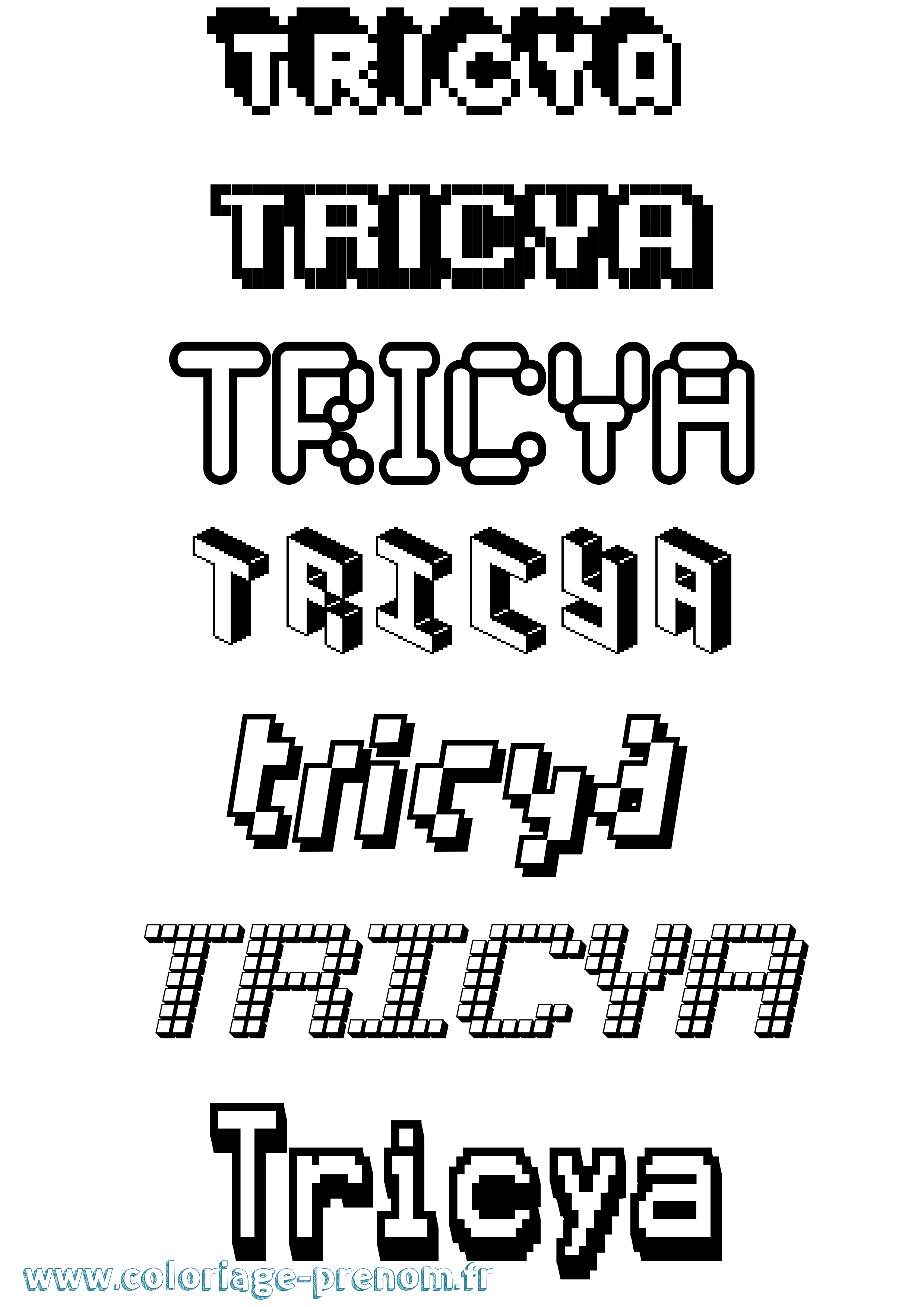 Coloriage Tricya Pixel Coloriage prénom Tricya Pixel