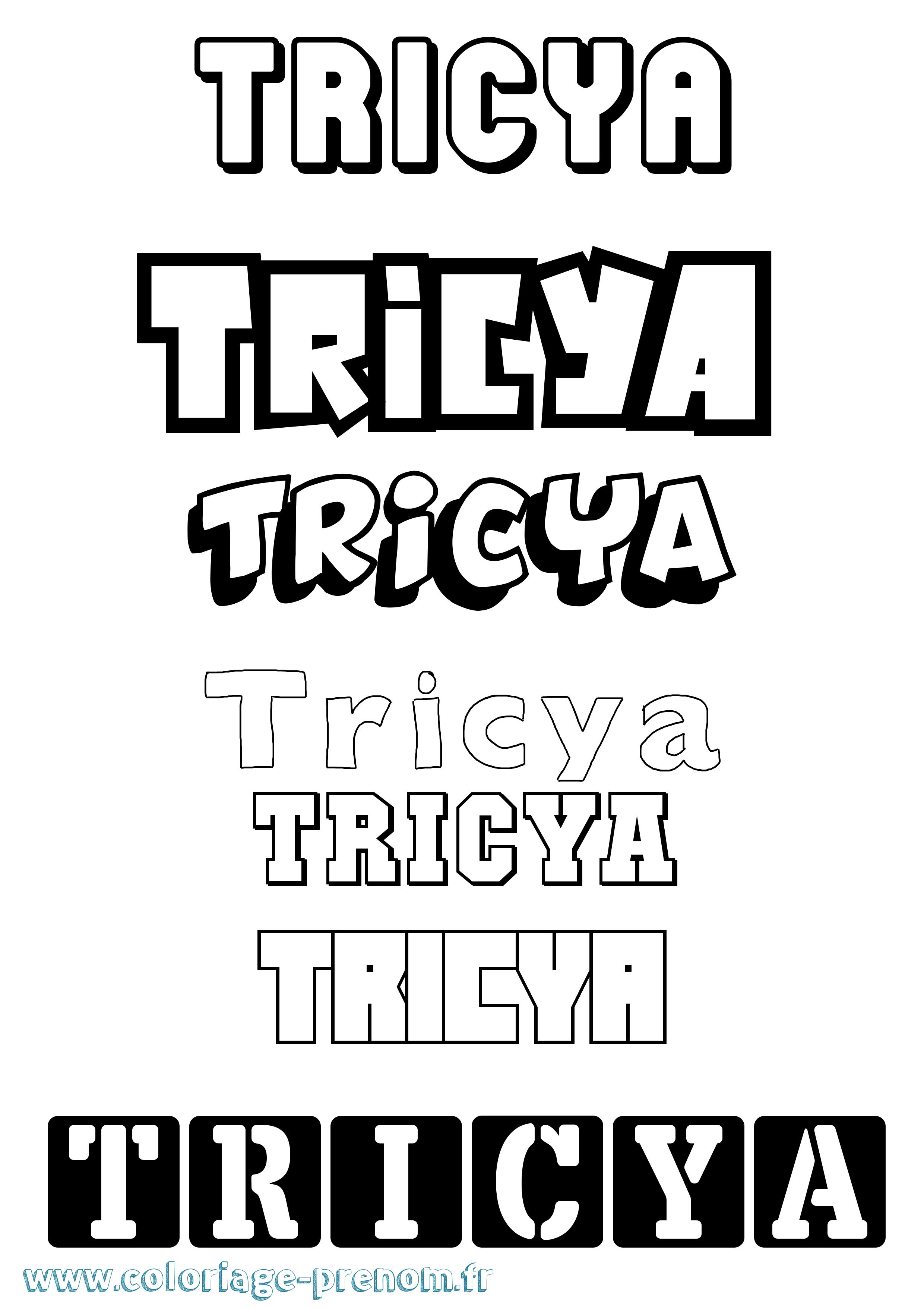 Coloriage Tricya Simple Coloriage prénom Tricya Simple