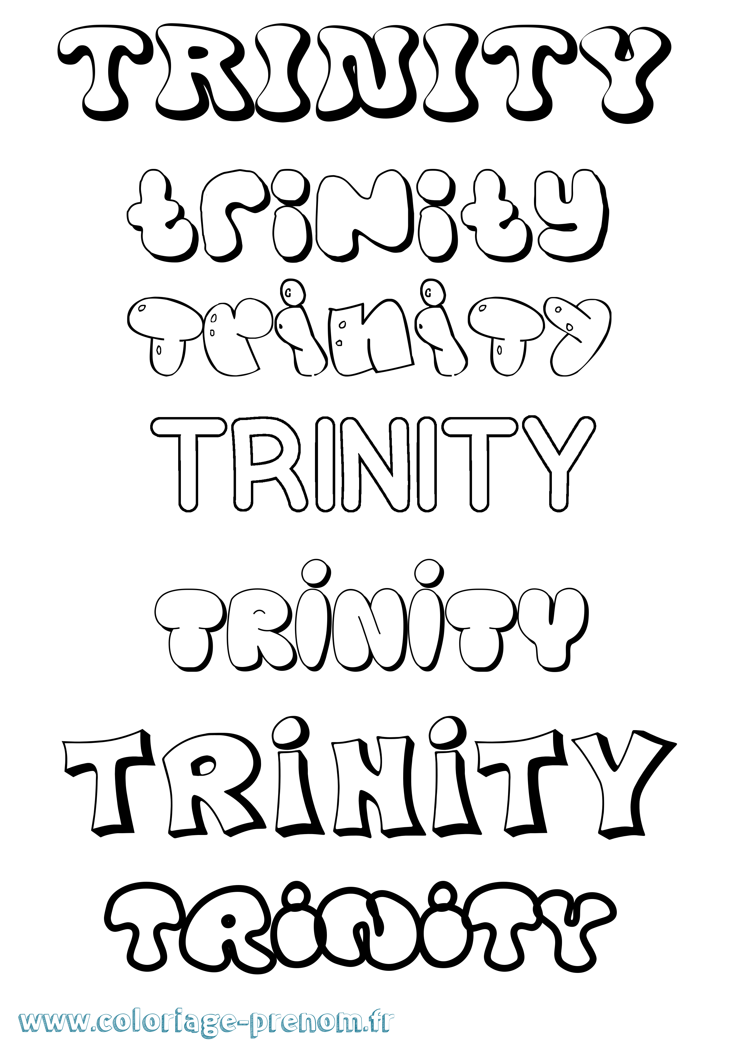 Coloriage Trinity Bubble Coloriage prénom Trinity Bubble