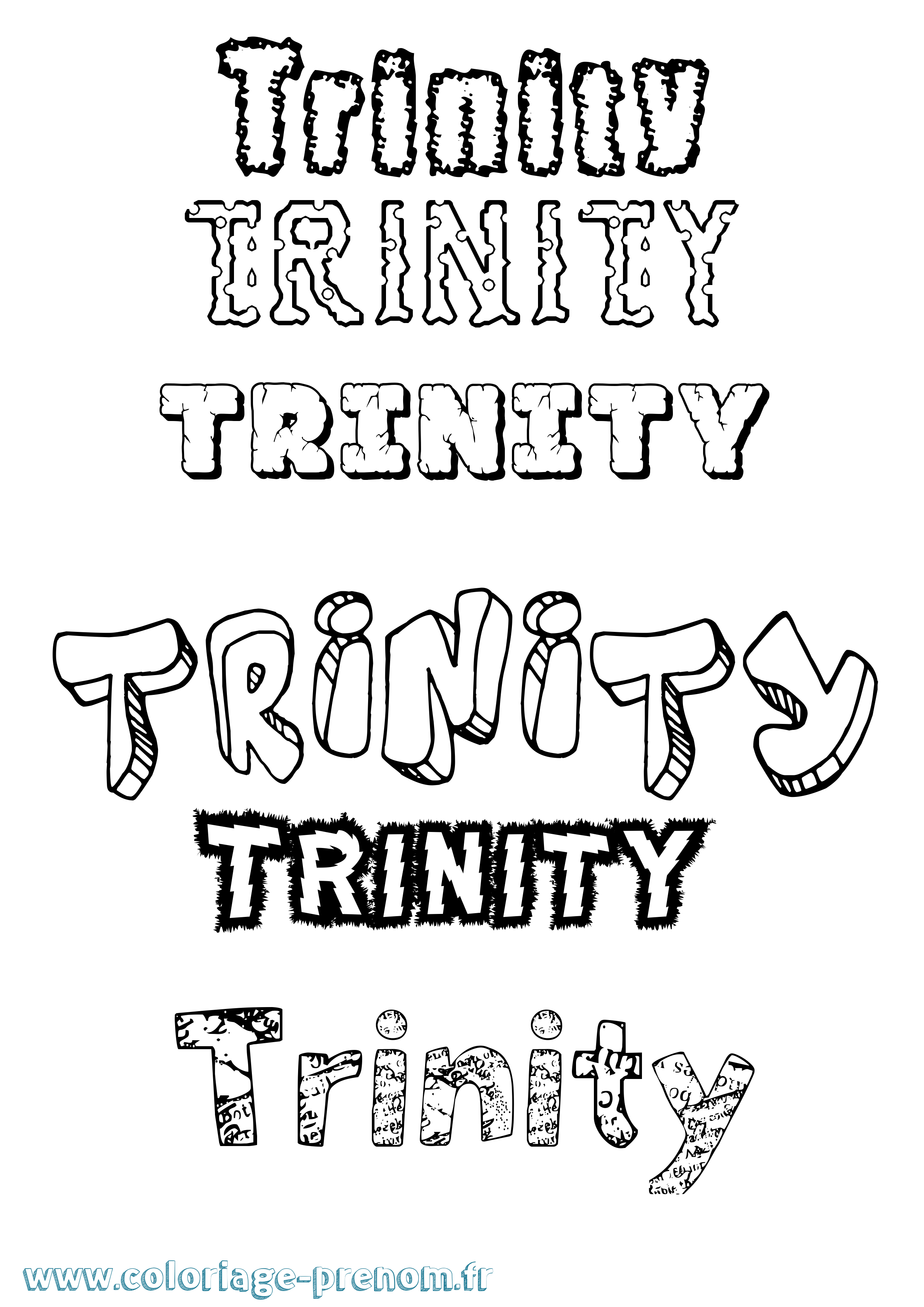Coloriage Trinity Destructuré Coloriage prénom Trinity Destructuré