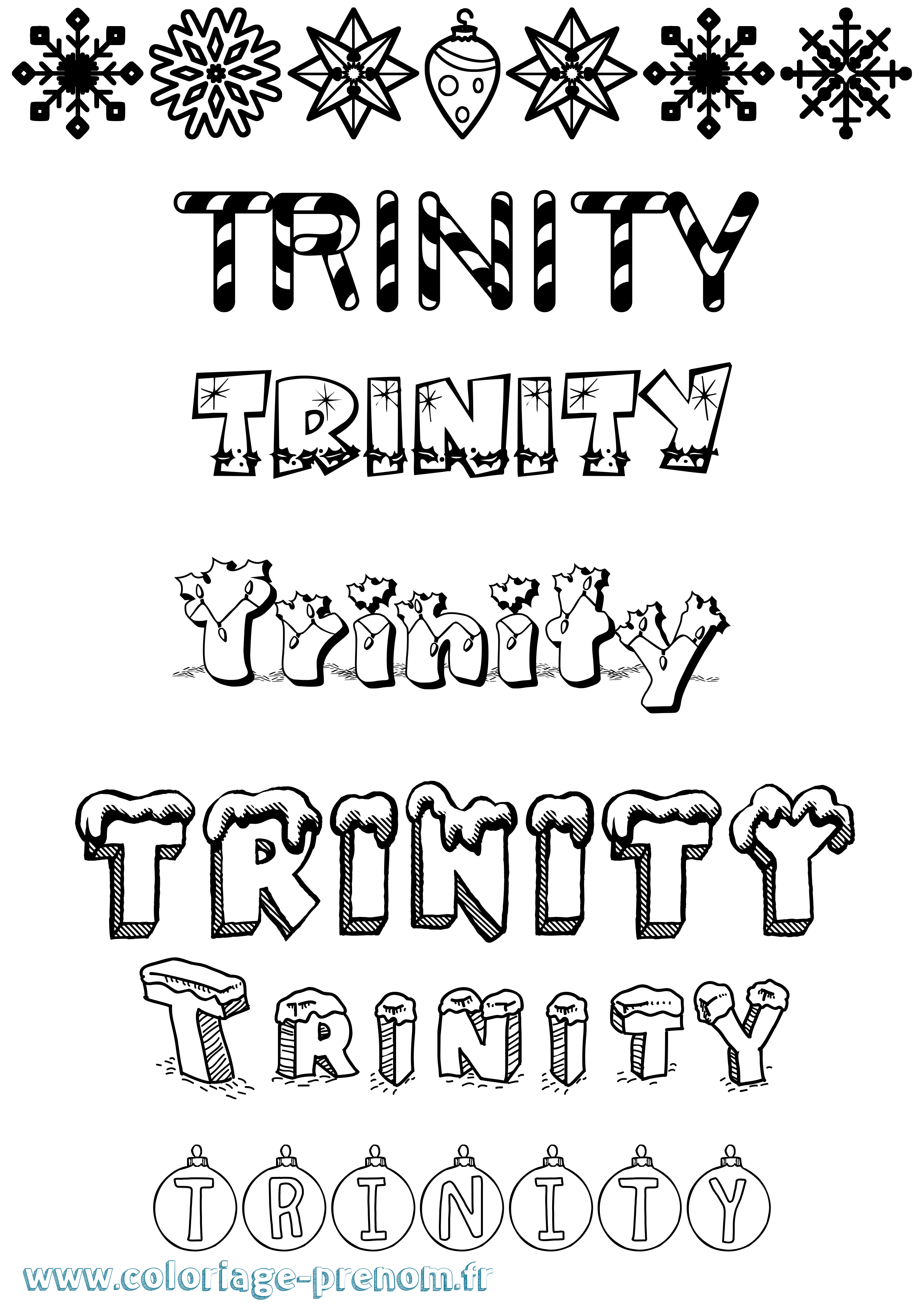 Coloriage Trinity Noël Coloriage prénom Trinity Noël