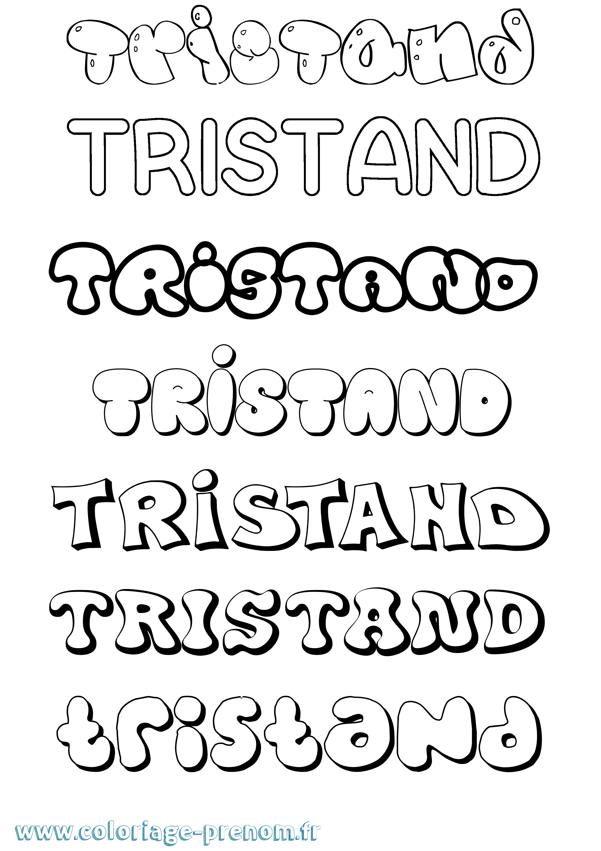 Coloriage Tristand Bubble Coloriage prénom Tristand Bubble