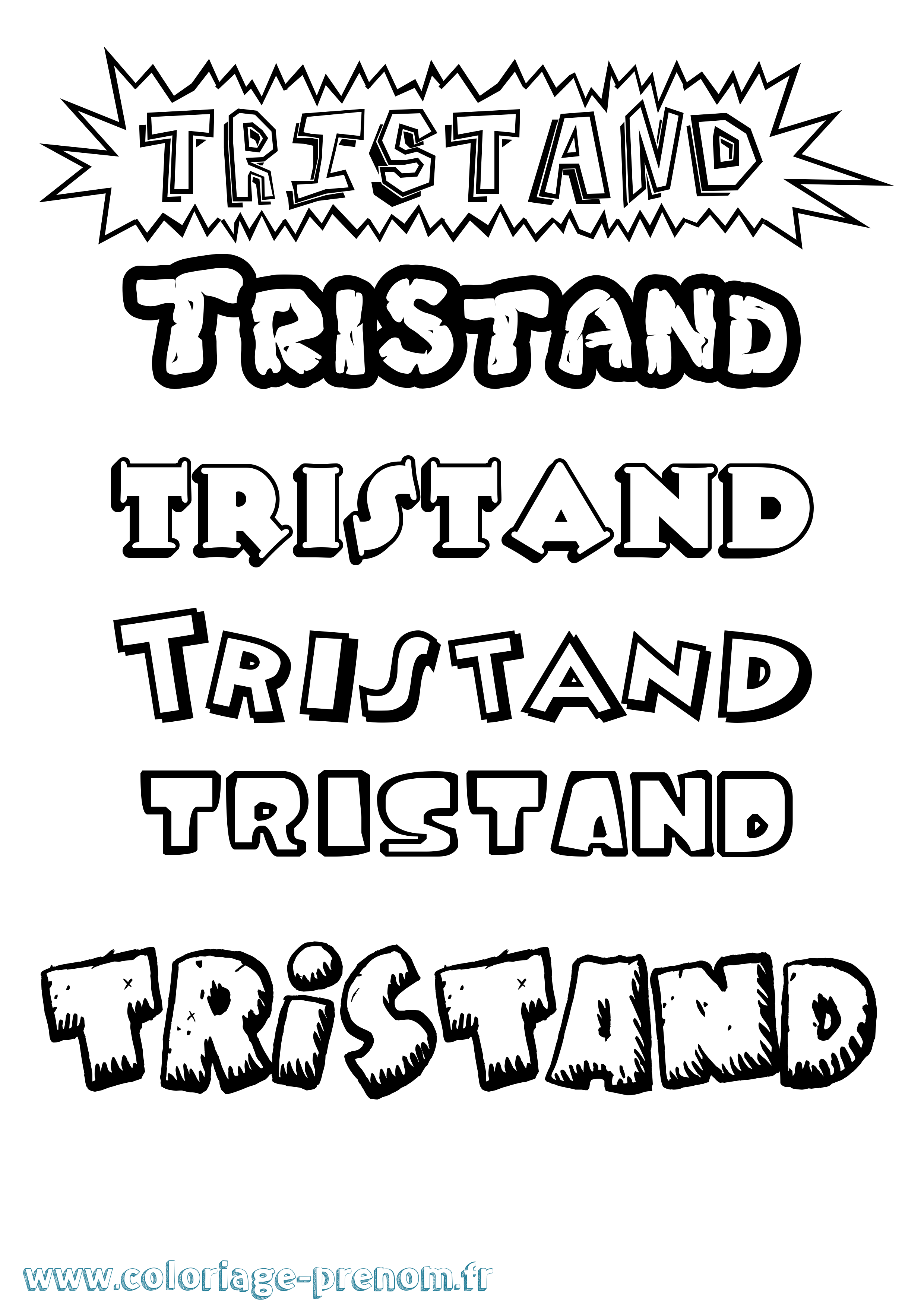 Coloriage Tristand Dessin Animé Coloriage prénom Tristand Dessin Animé