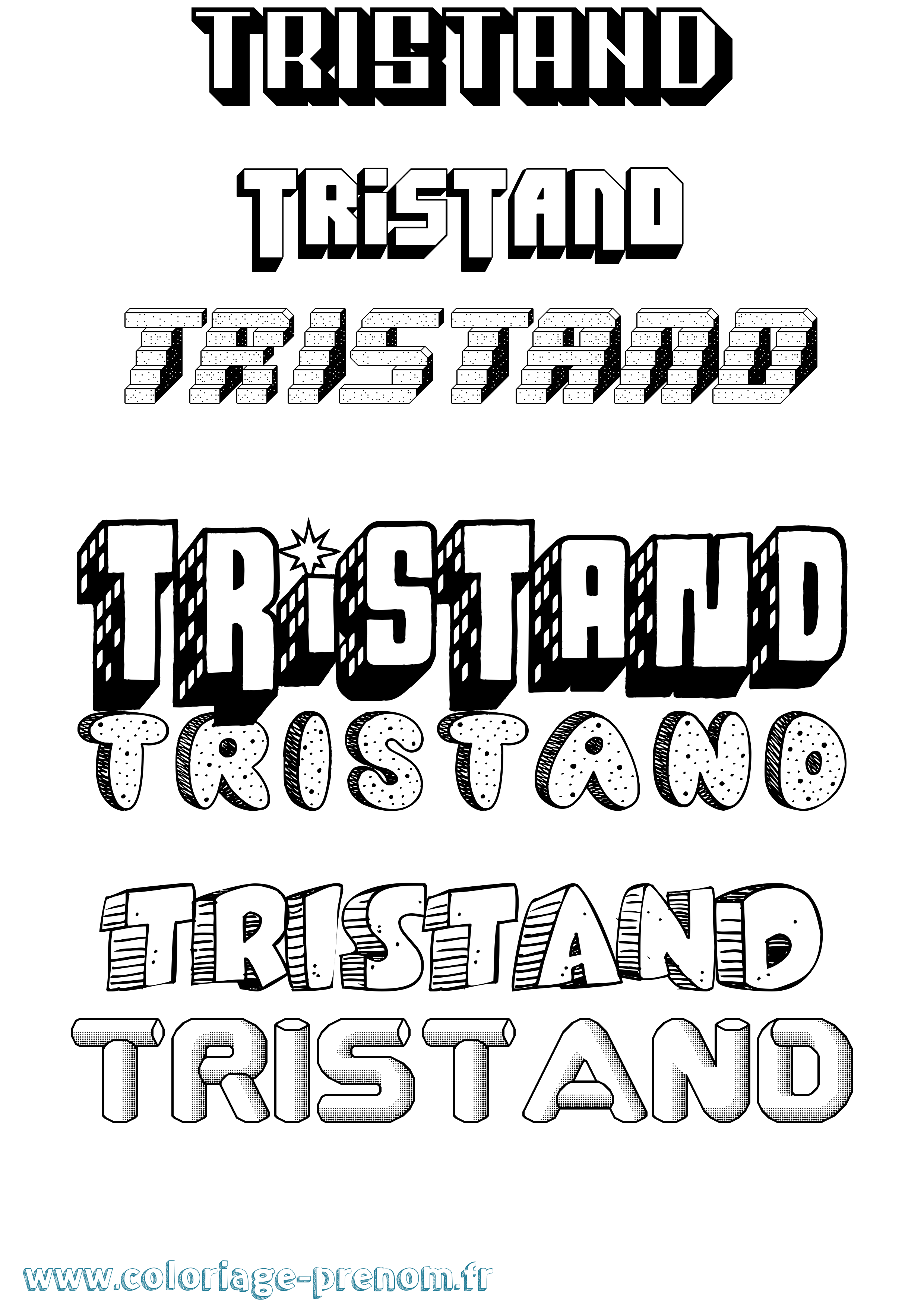 Coloriage Tristand Effet 3D Coloriage prénom Tristand Effet 3D