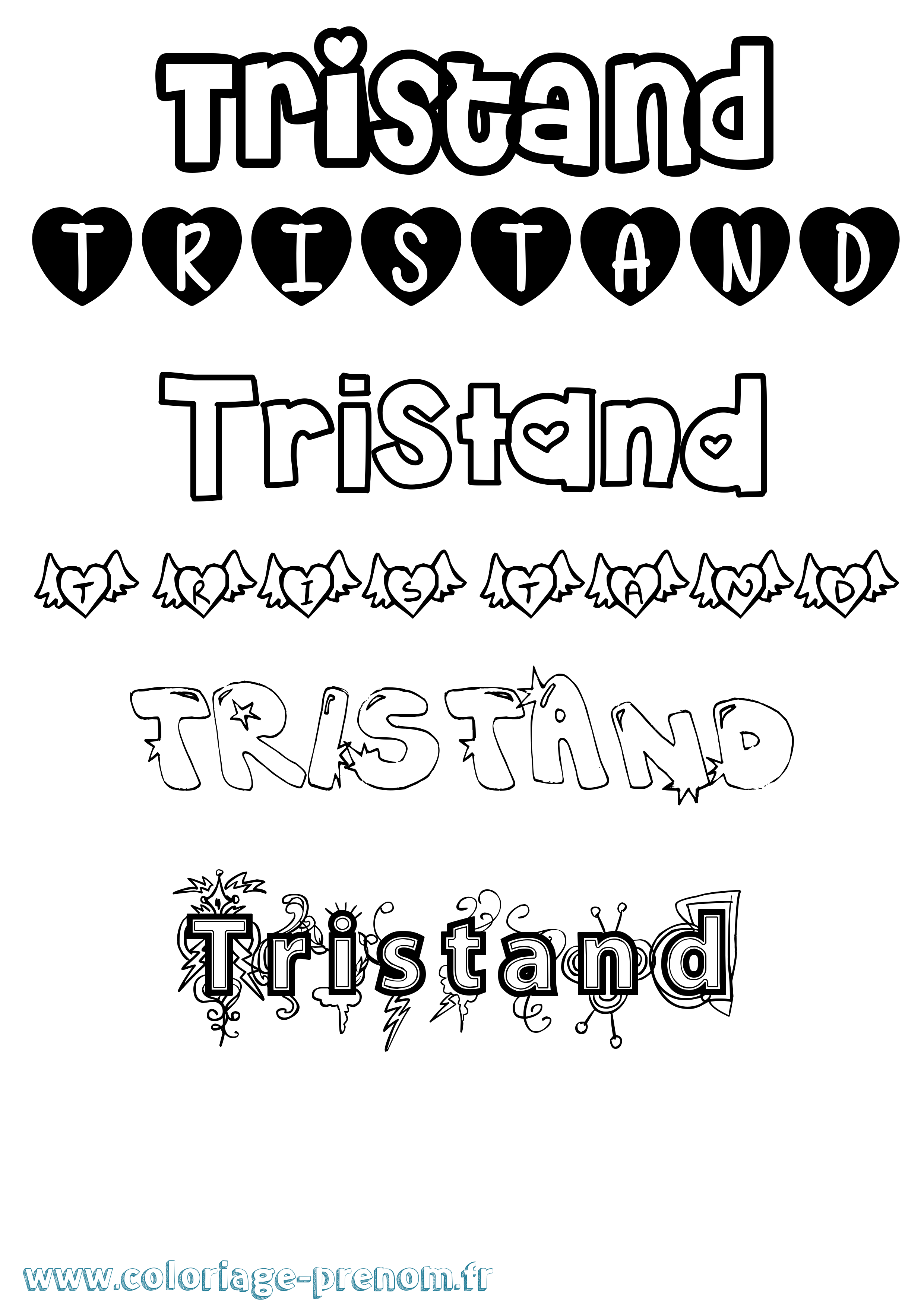 Coloriage Tristand Girly Coloriage prénom Tristand Girly