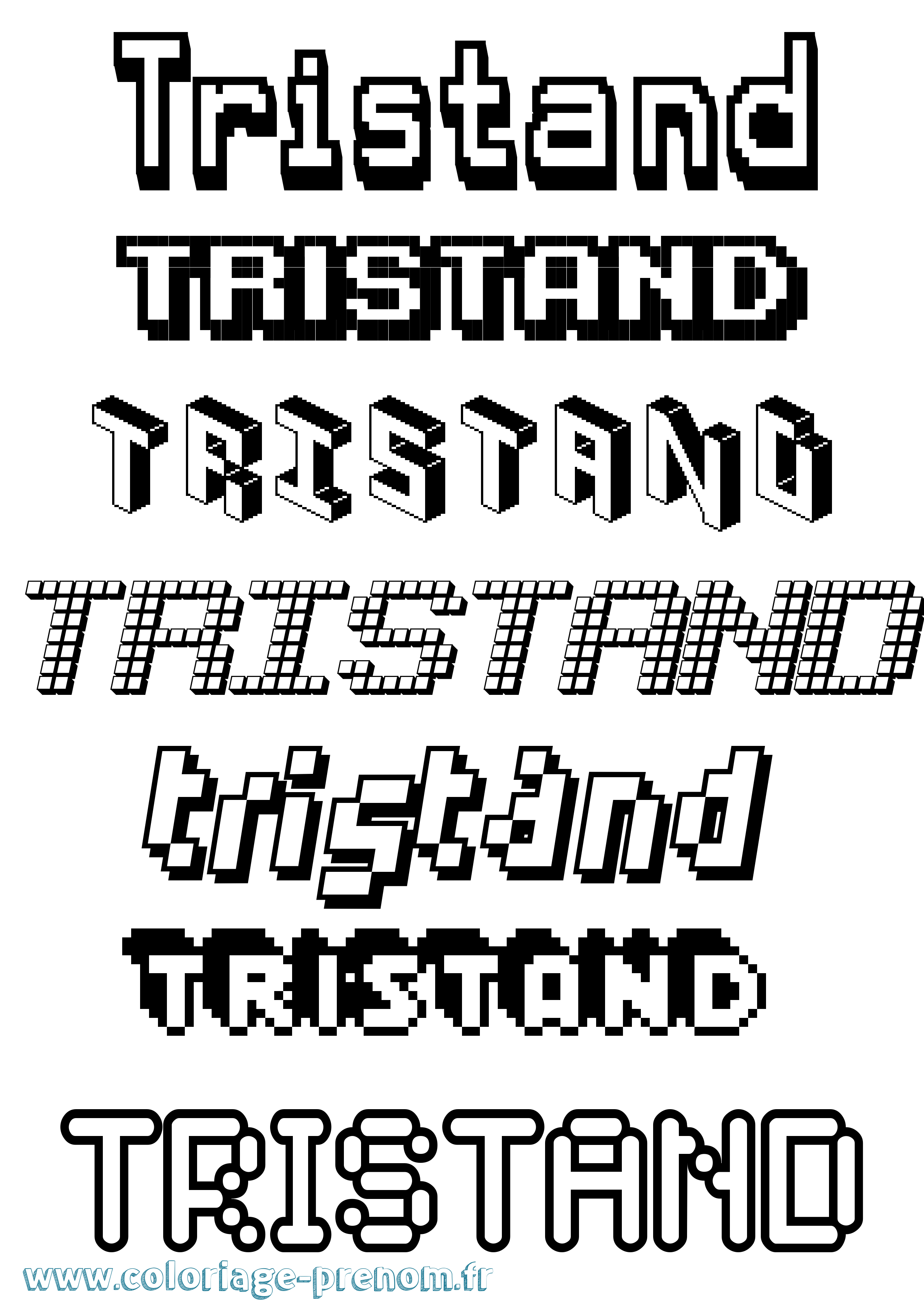 Coloriage Tristand Pixel Coloriage prénom Tristand Pixel