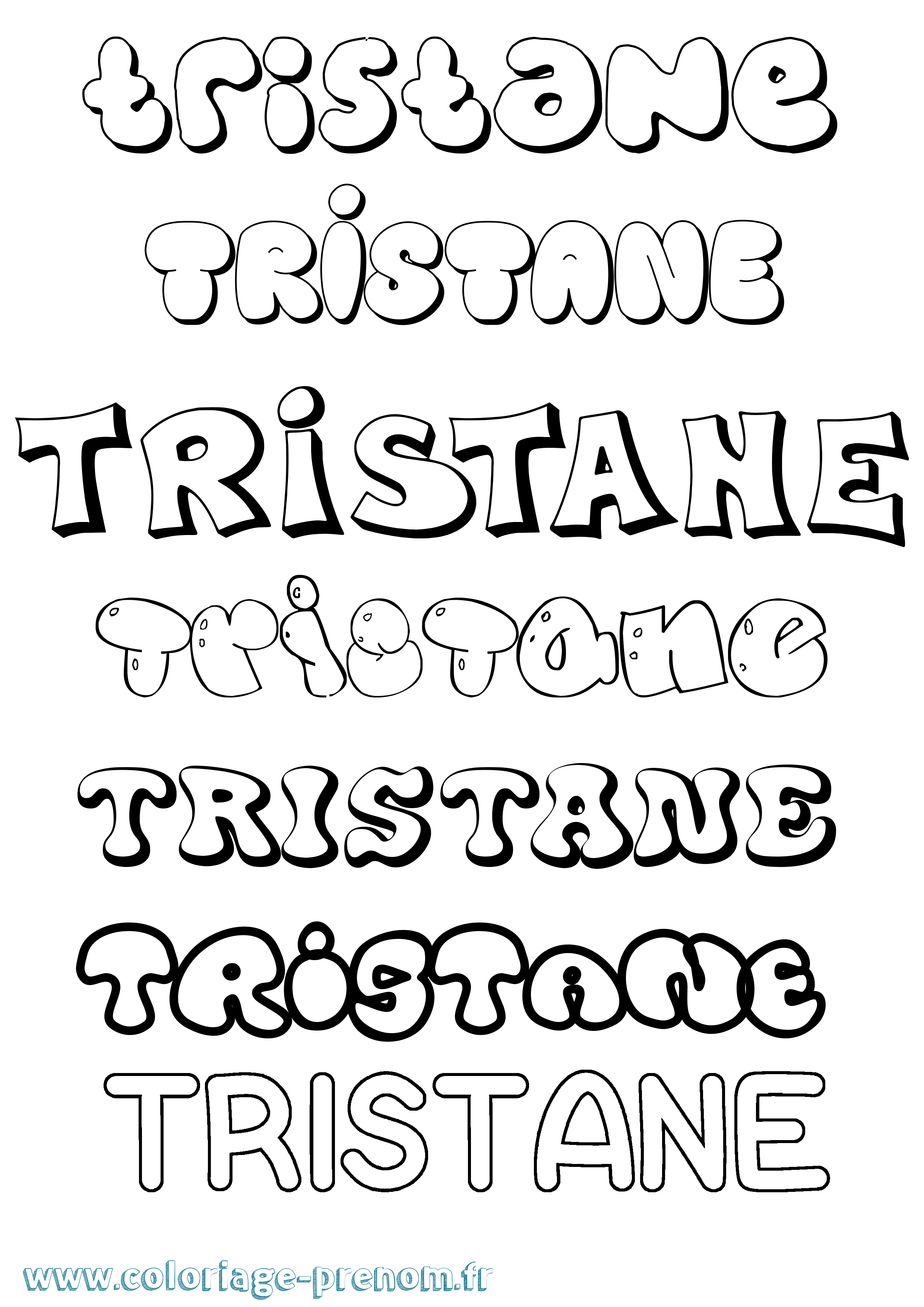 Coloriage Tristane Bubble Coloriage prénom Tristane Bubble