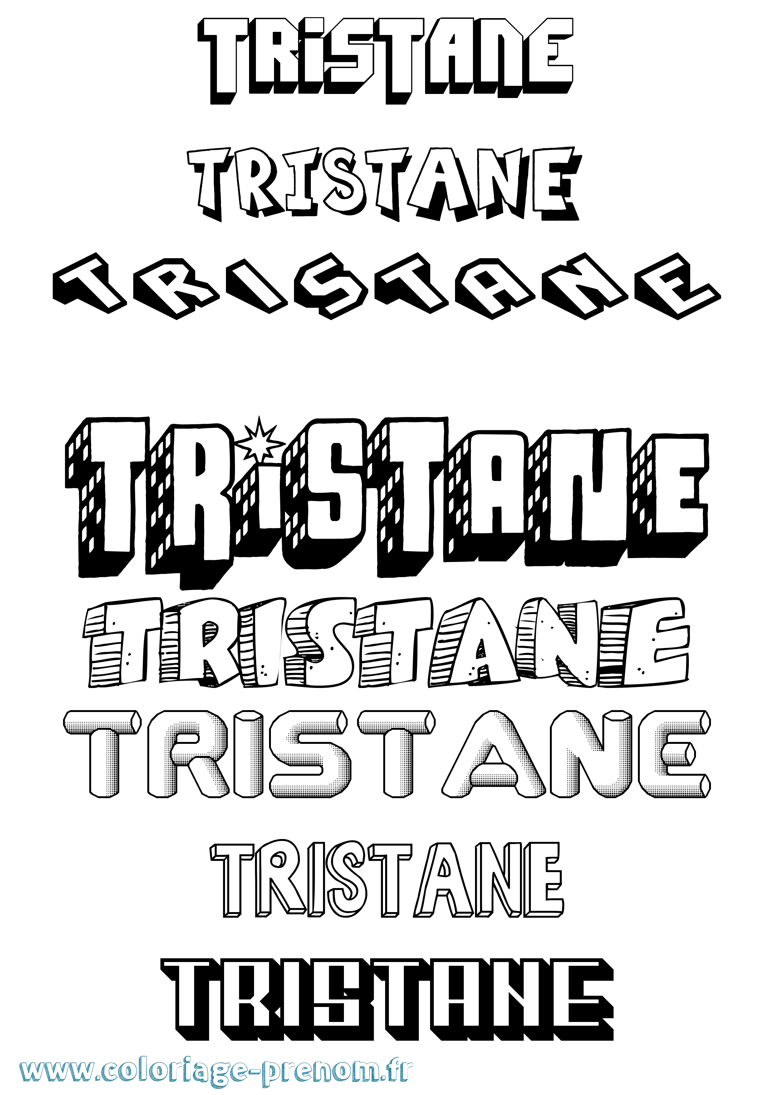 Coloriage Tristane Effet 3D Coloriage prénom Tristane Effet 3D