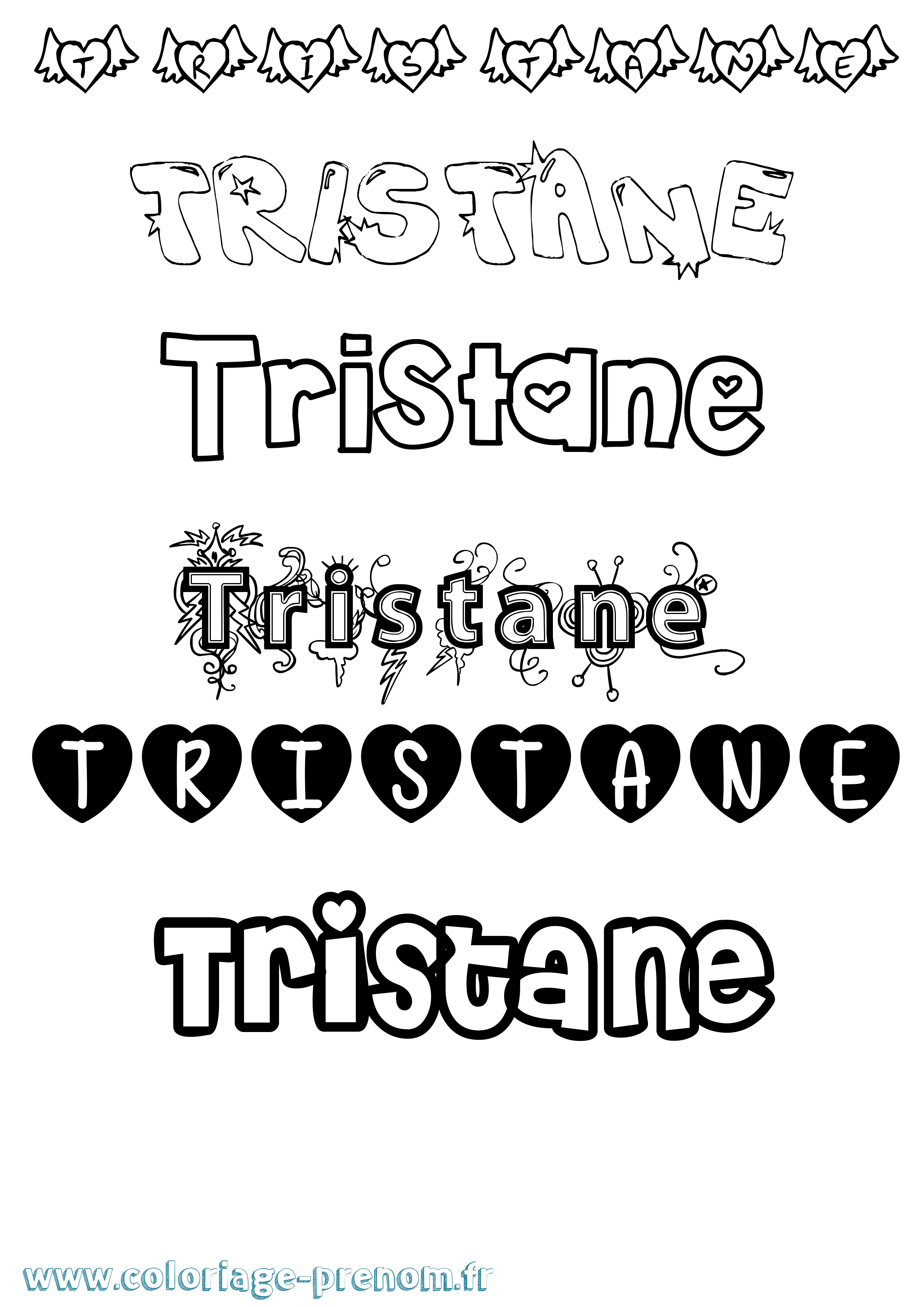Coloriage Tristane Girly Coloriage prénom Tristane Girly