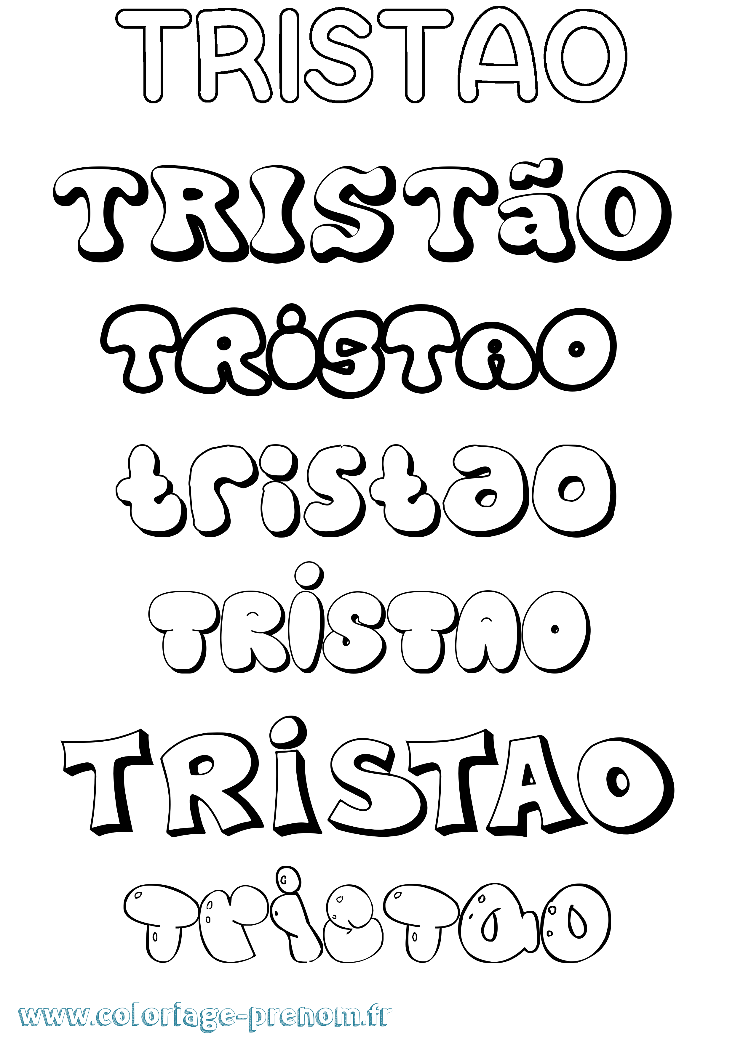 Coloriage Tristão Bubble Coloriage prénom Tristão Bubble