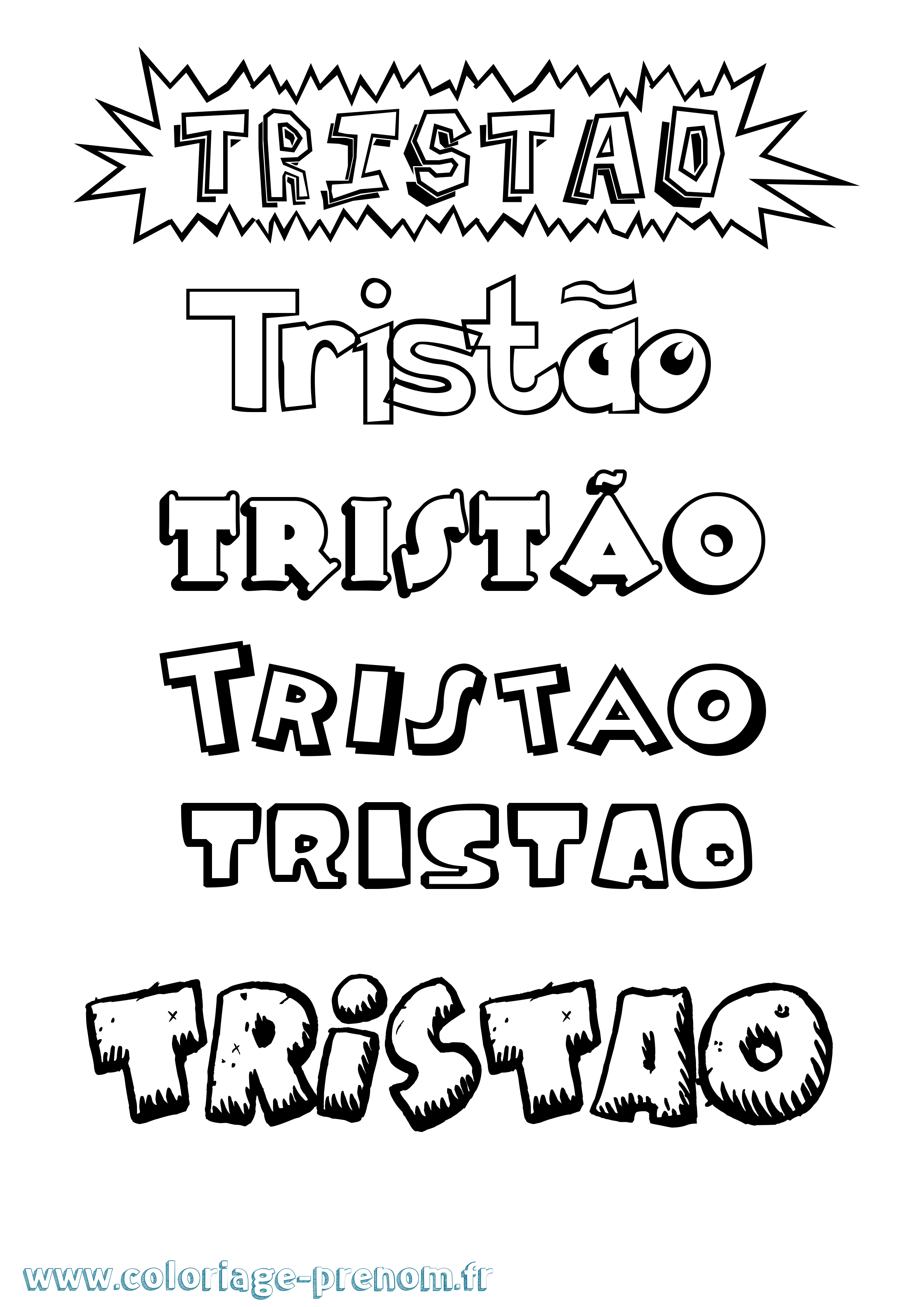 Coloriage Tristão Dessin Animé Coloriage prénom Tristão Dessin Animé