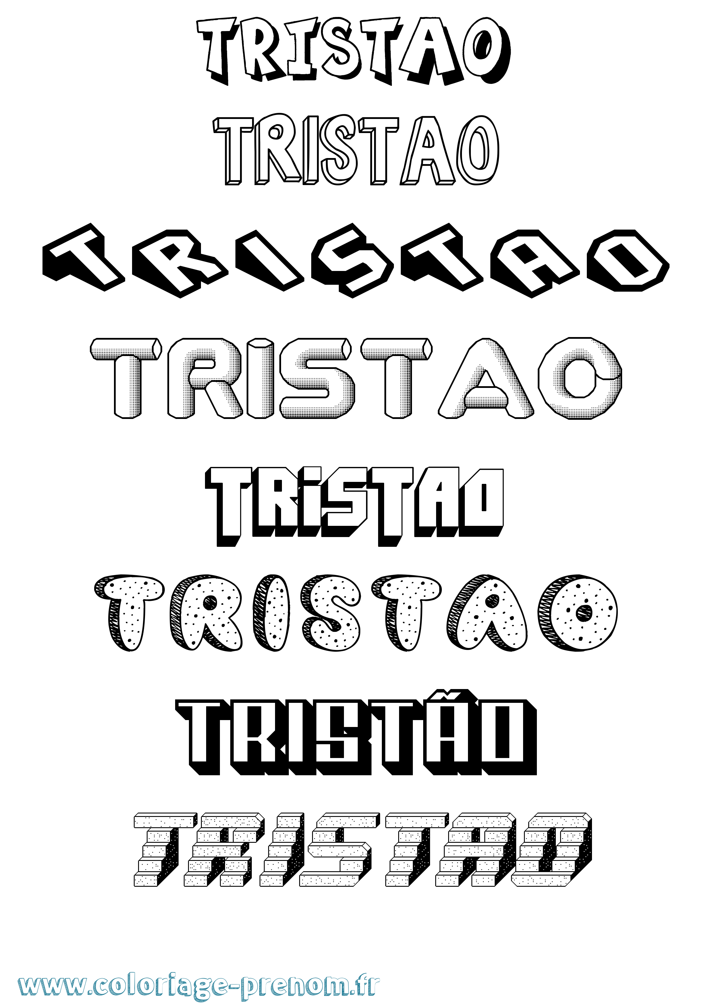 Coloriage Tristão Effet 3D Coloriage prénom Tristão Effet 3D