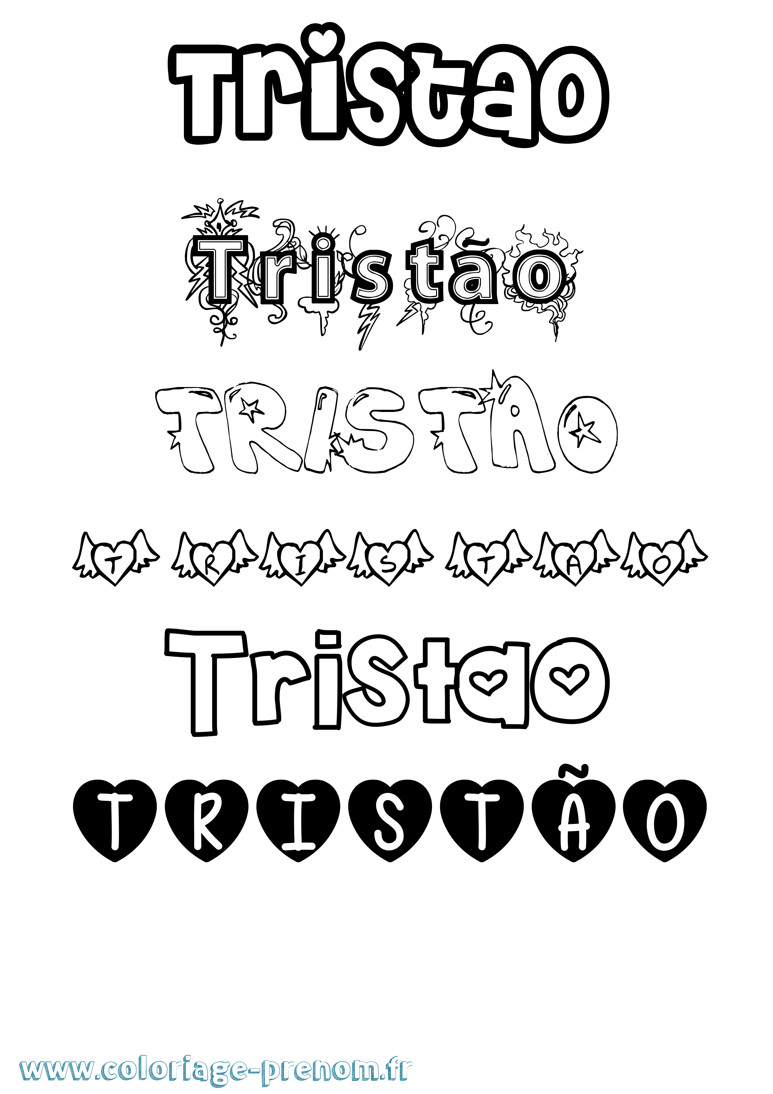 Coloriage Tristão Girly Coloriage prénom Tristão Girly