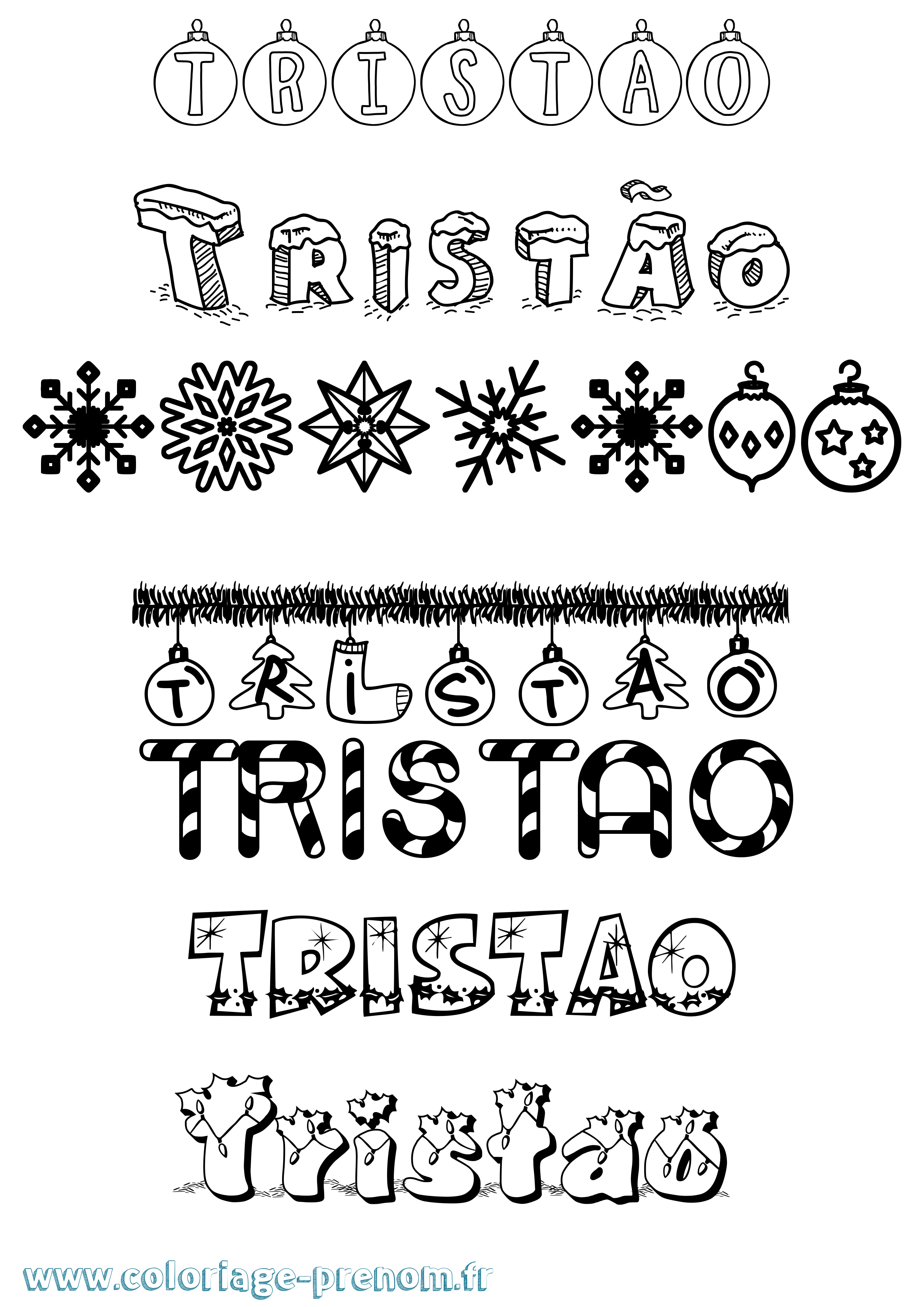 Coloriage Tristão Noël Coloriage prénom Tristão Noël