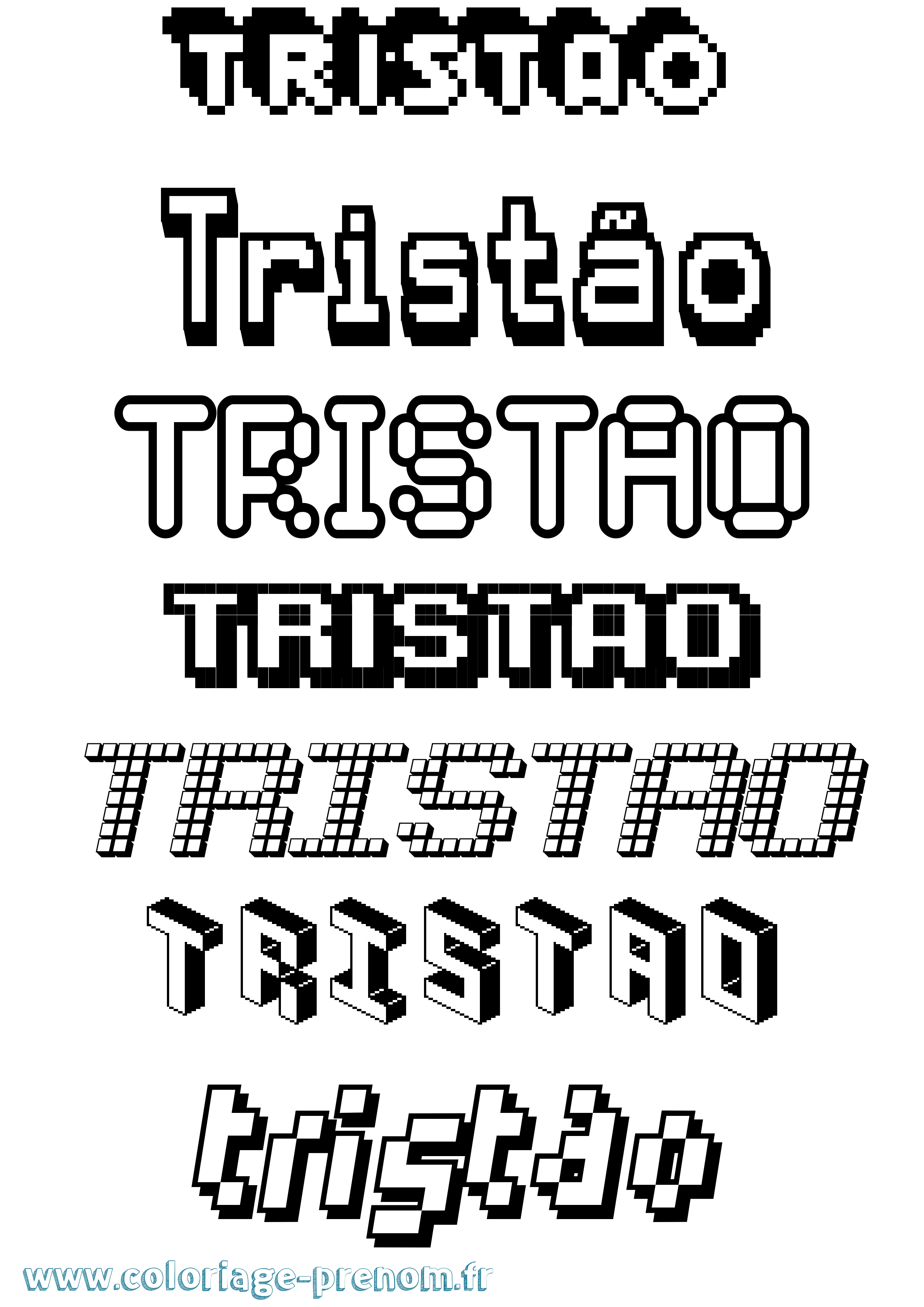 Coloriage Tristão Pixel Coloriage prénom Tristão Pixel