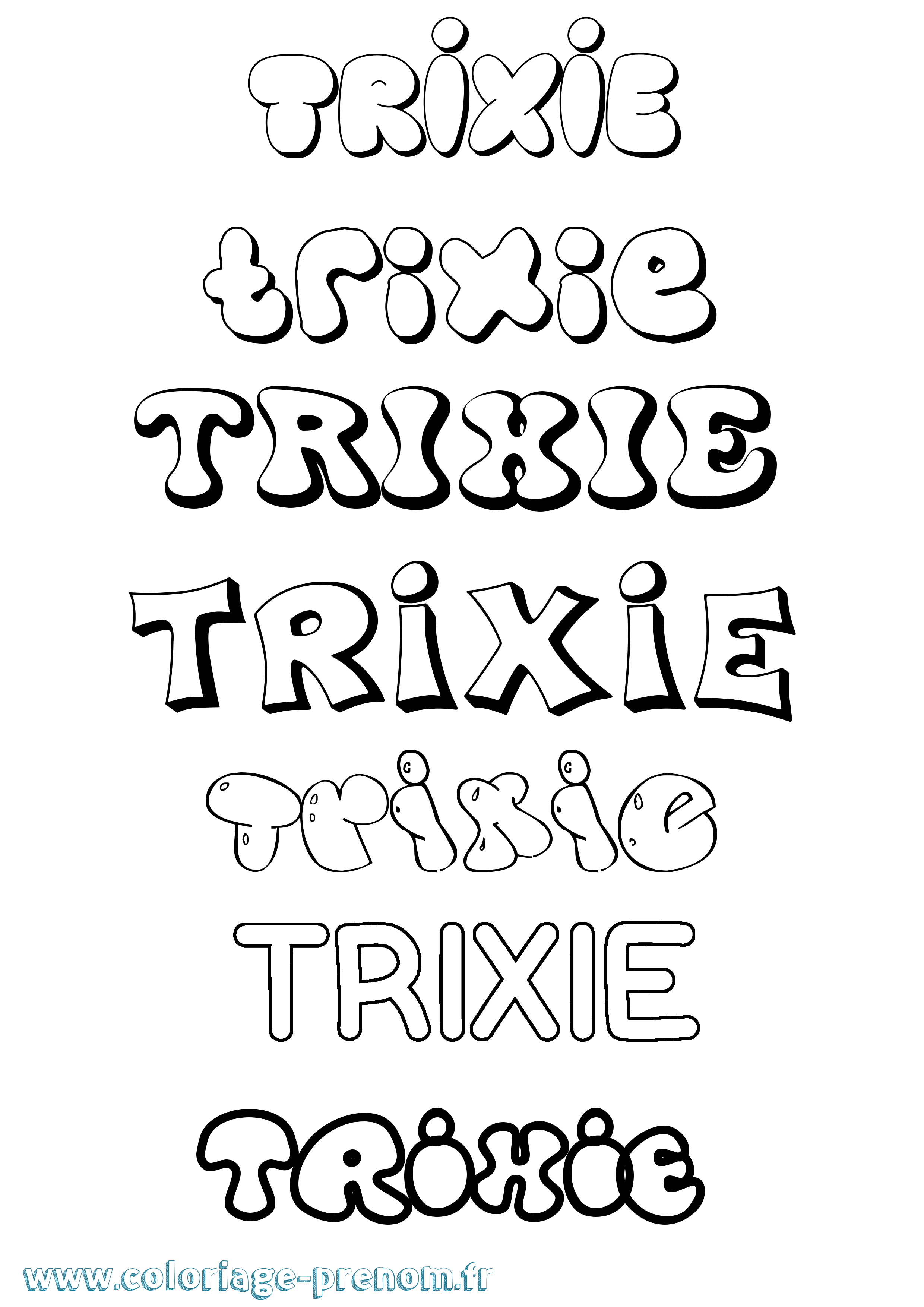 Coloriage Trixie Bubble Coloriage prénom Trixie Bubble