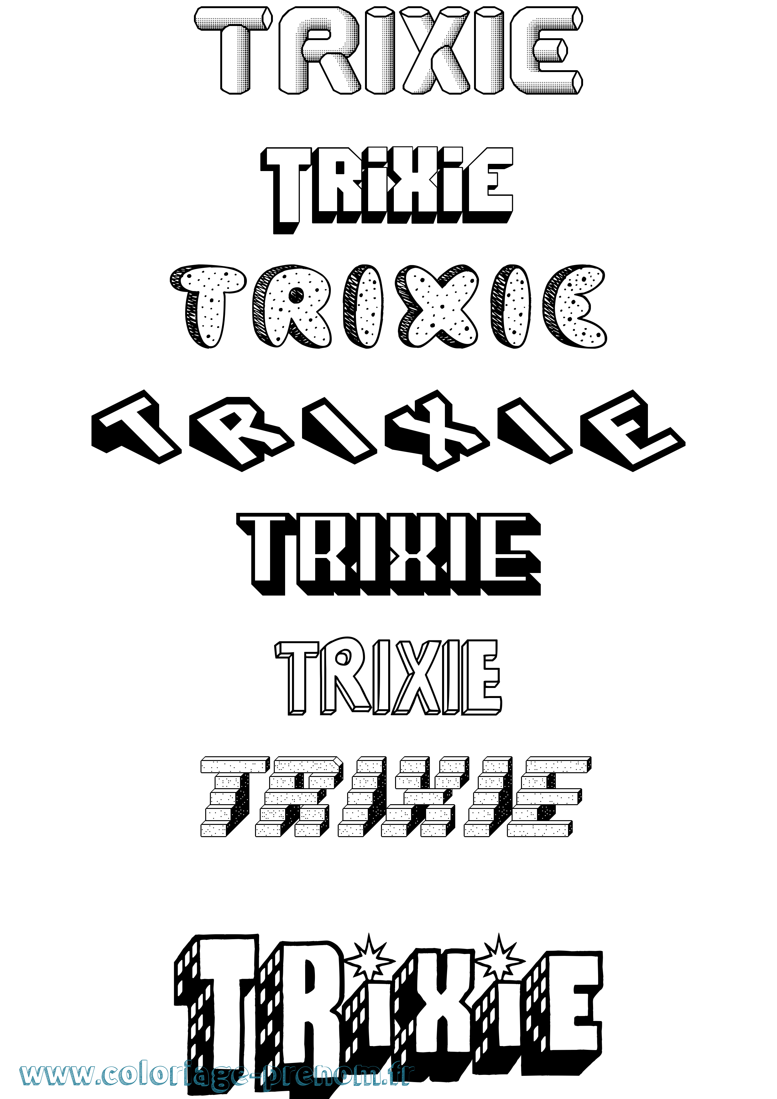 Coloriage Trixie Effet 3D Coloriage prénom Trixie Effet 3D
