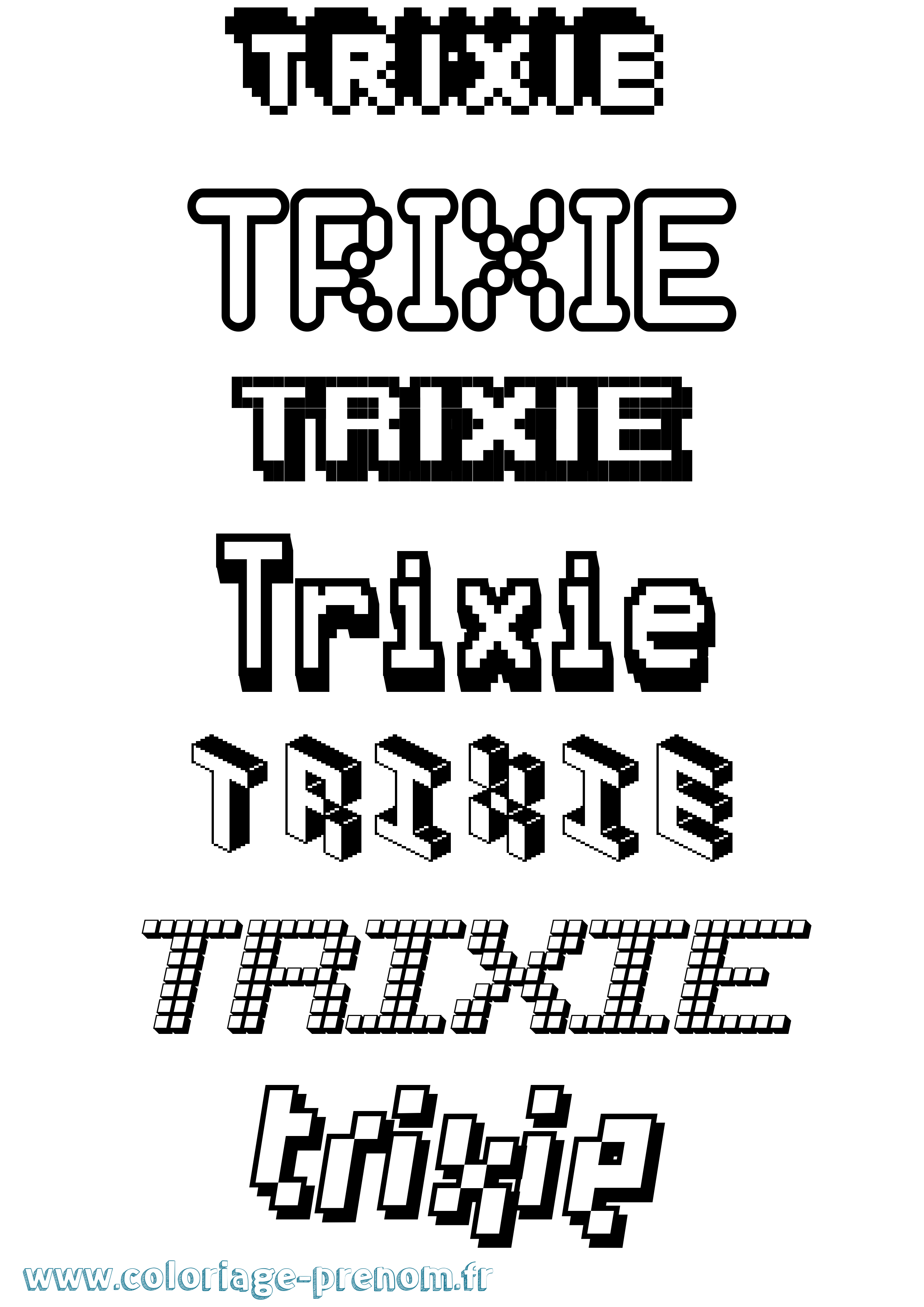 Coloriage Trixie Pixel Coloriage prénom Trixie Pixel
