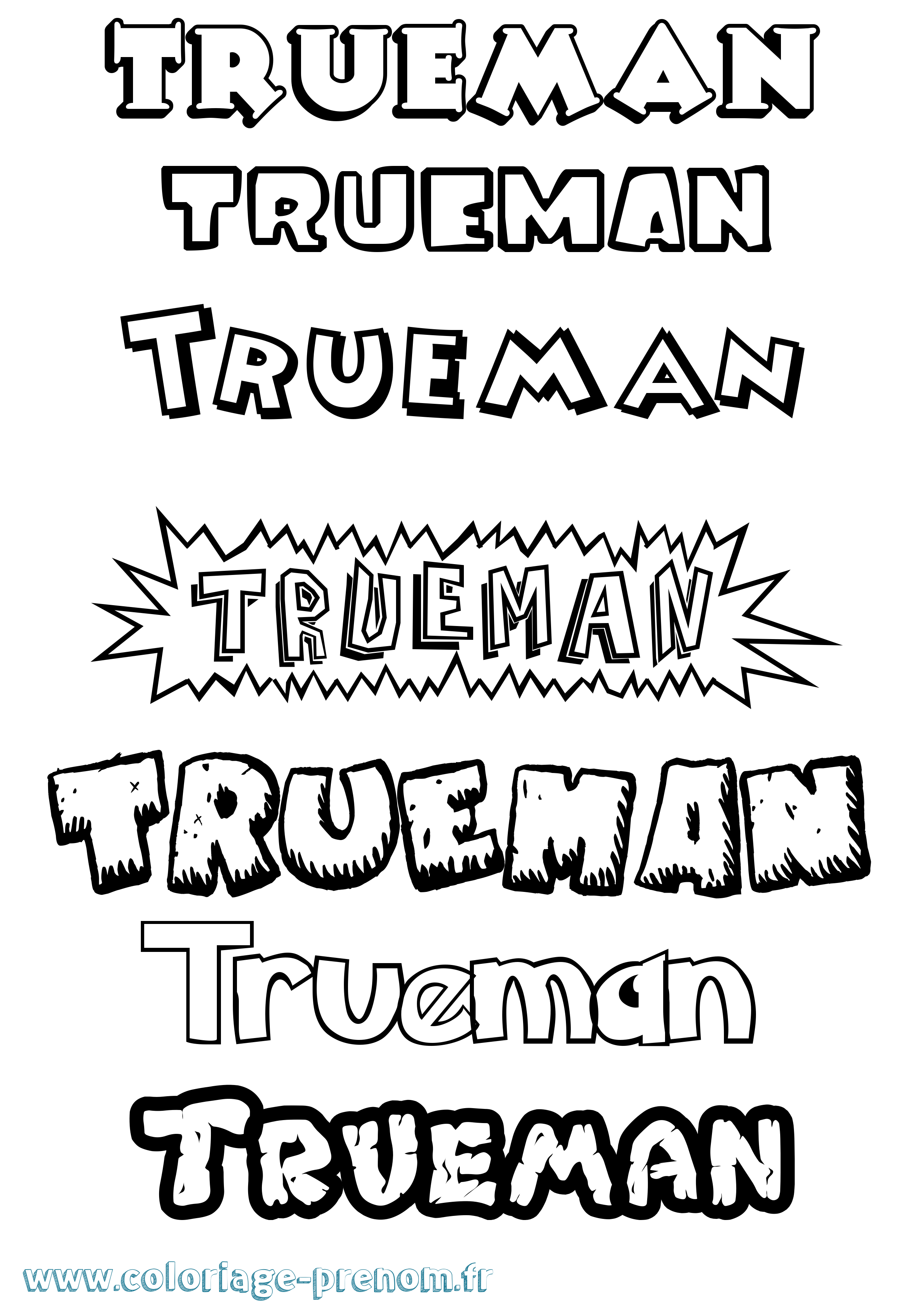 Coloriage Trueman Dessin Animé Coloriage prénom Trueman Dessin Animé