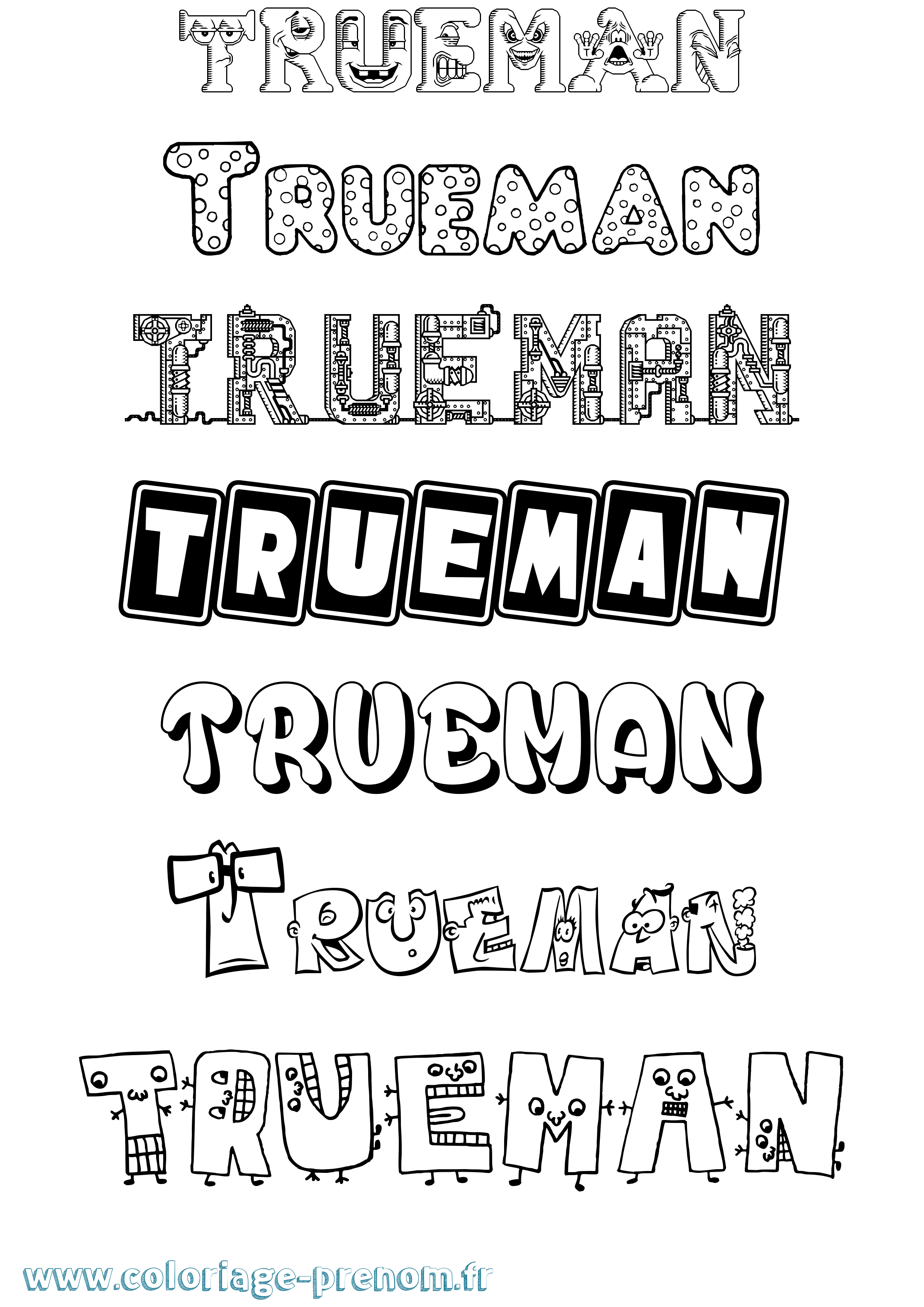Coloriage Trueman Fun Coloriage prénom Trueman Fun