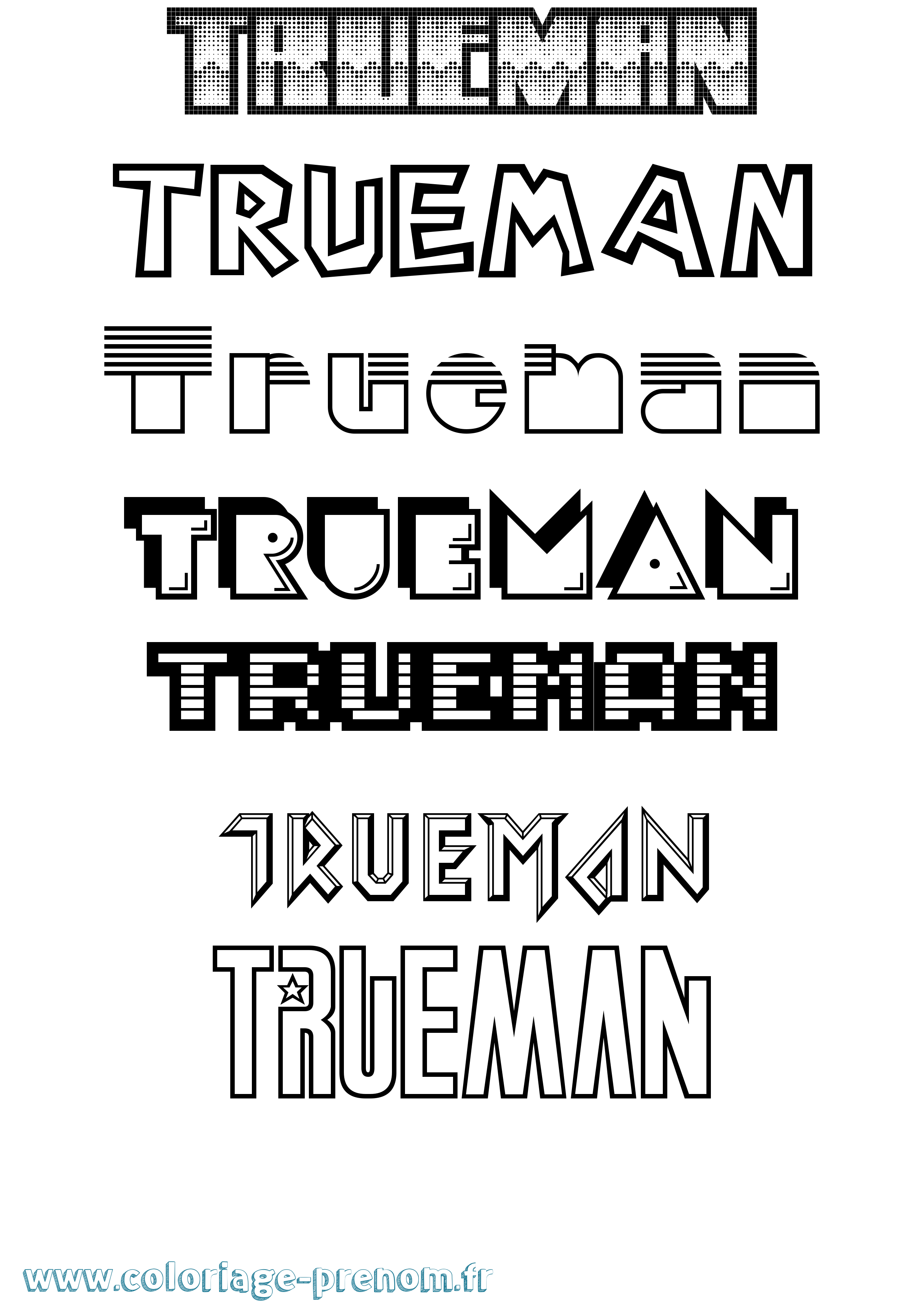 Coloriage Trueman Jeux Vidéos Coloriage prénom Trueman Jeux Vidéos