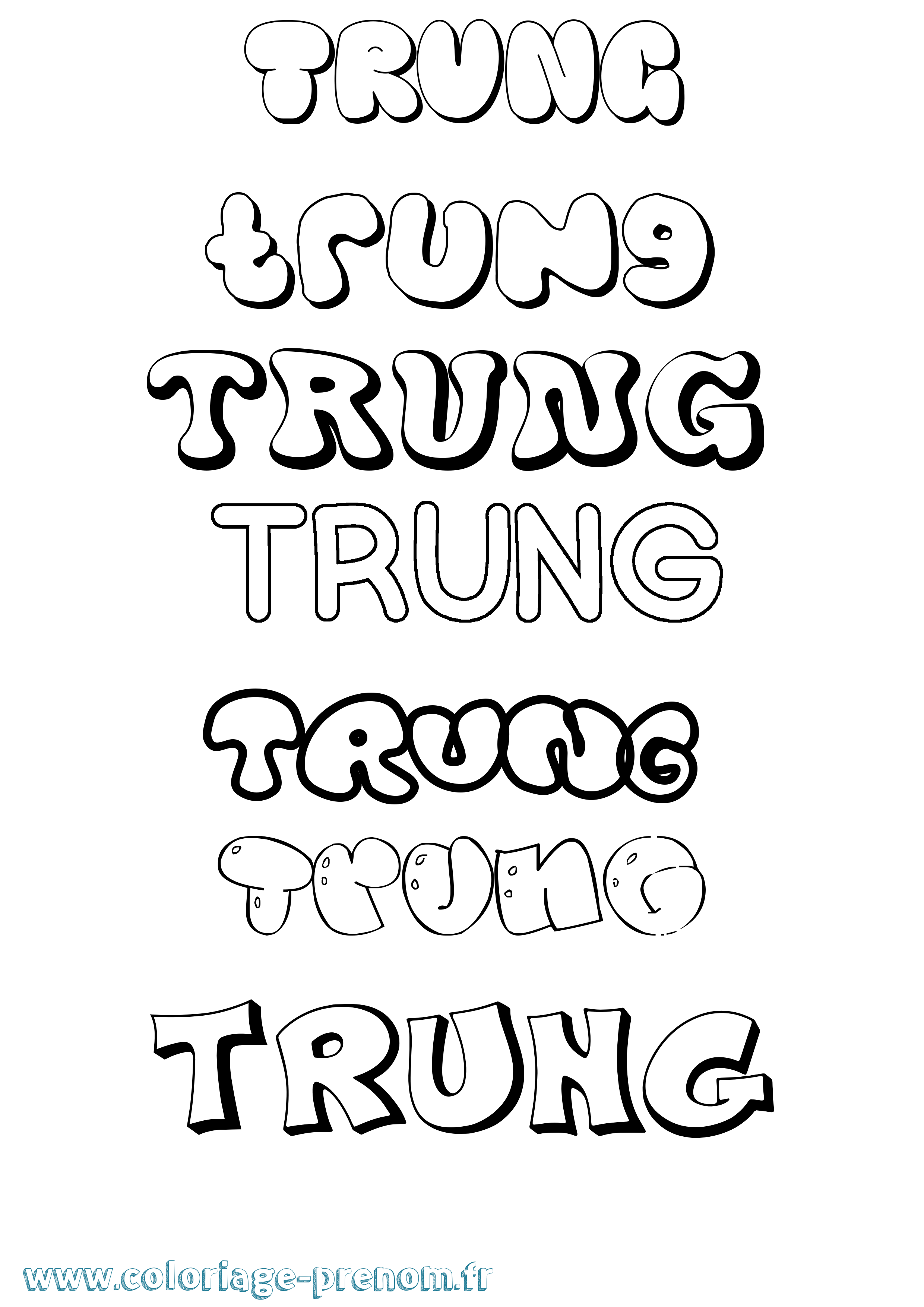 Coloriage Trung Bubble Coloriage prénom Trung Bubble
