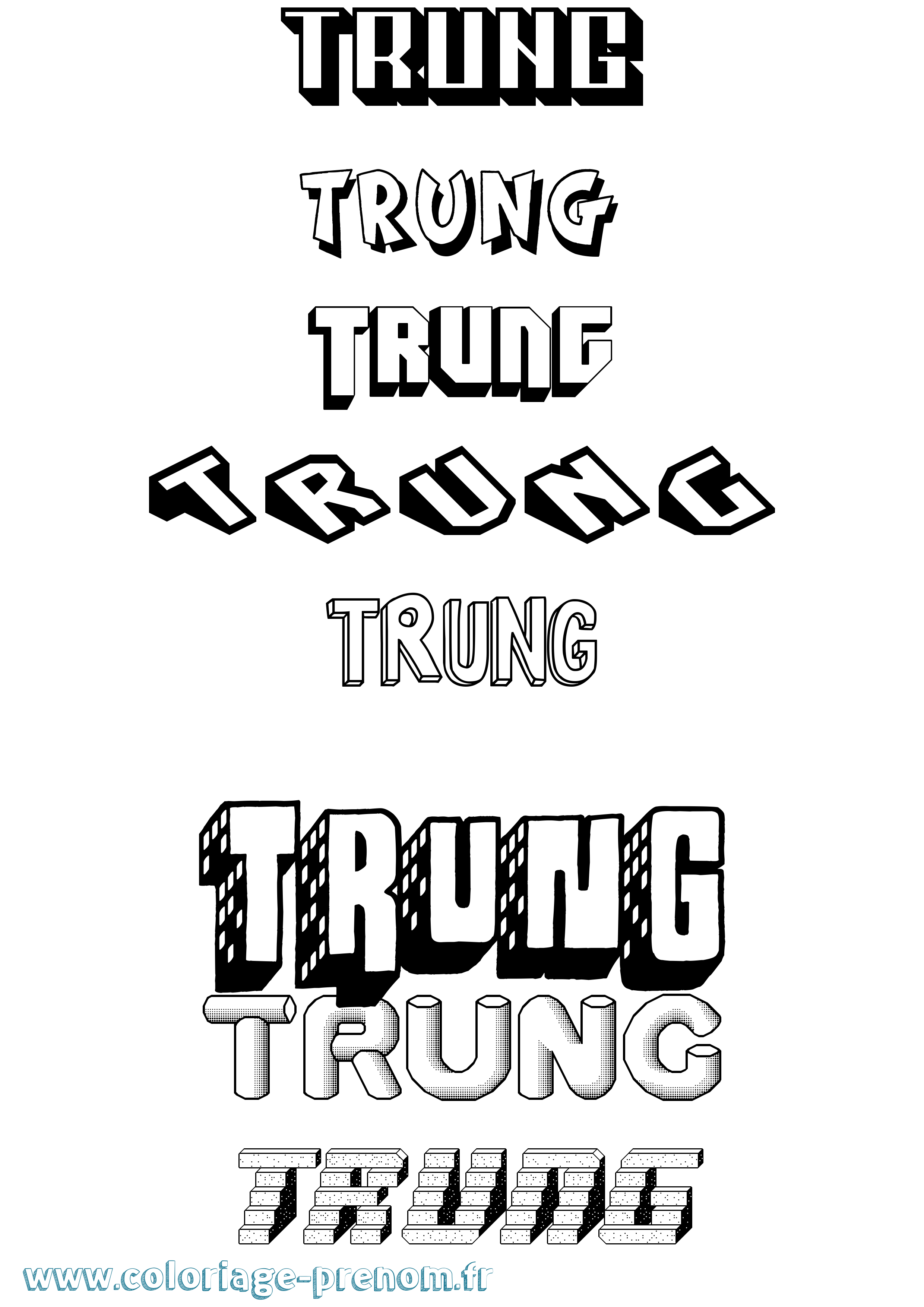 Coloriage Trung Effet 3D Coloriage prénom Trung Effet 3D