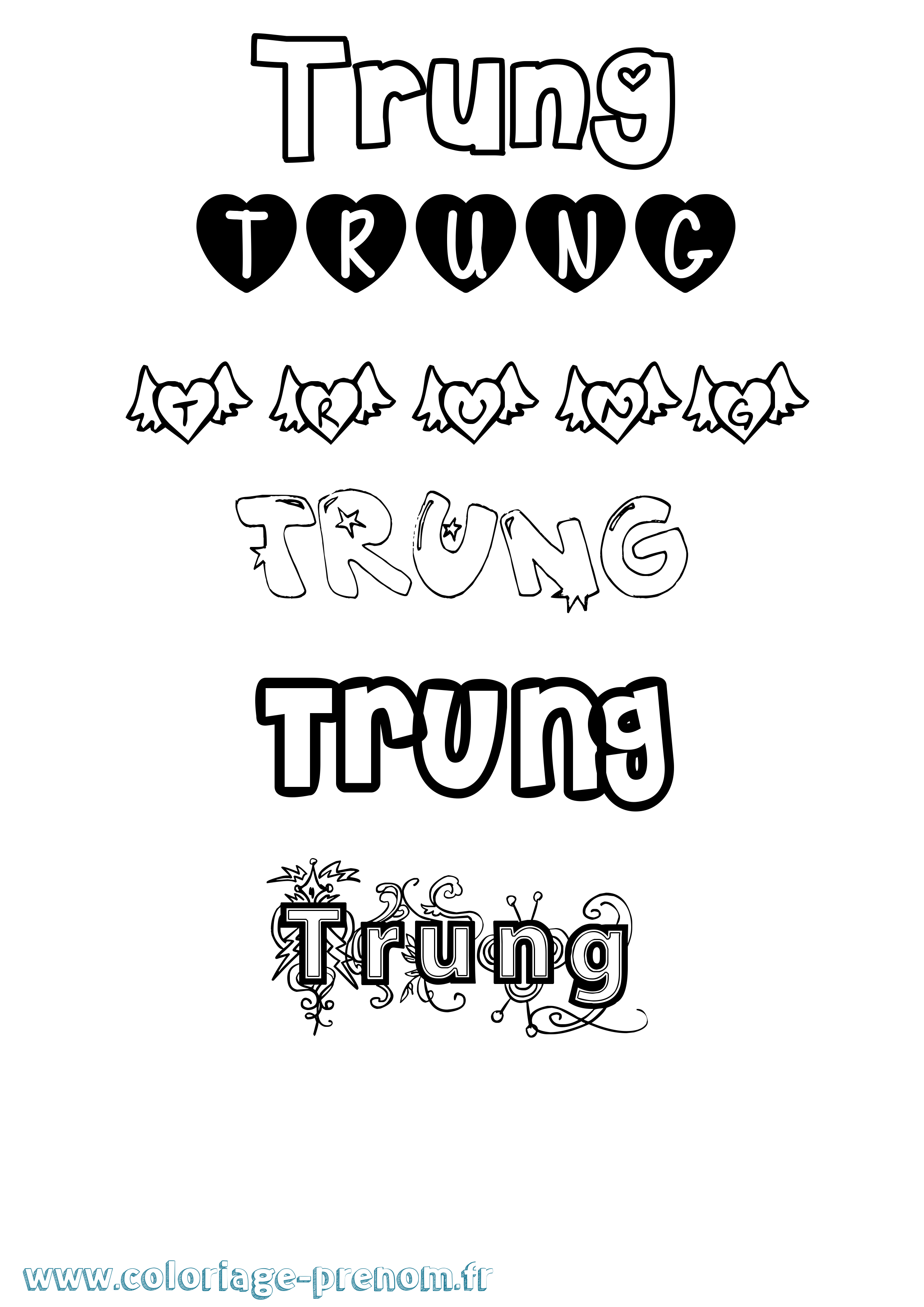 Coloriage Trung Girly Coloriage prénom Trung Girly