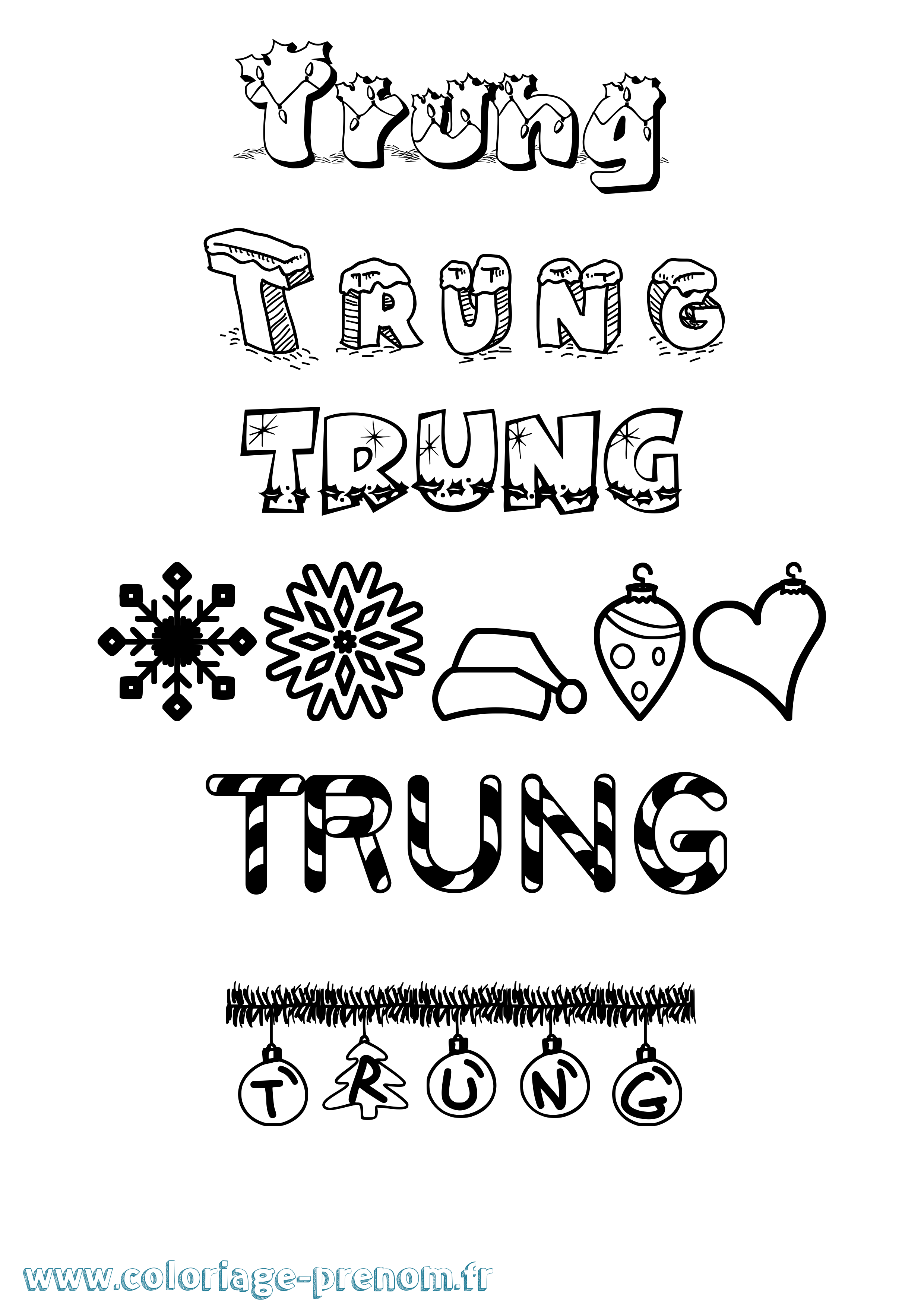 Coloriage Trung Noël Coloriage prénom Trung Noël