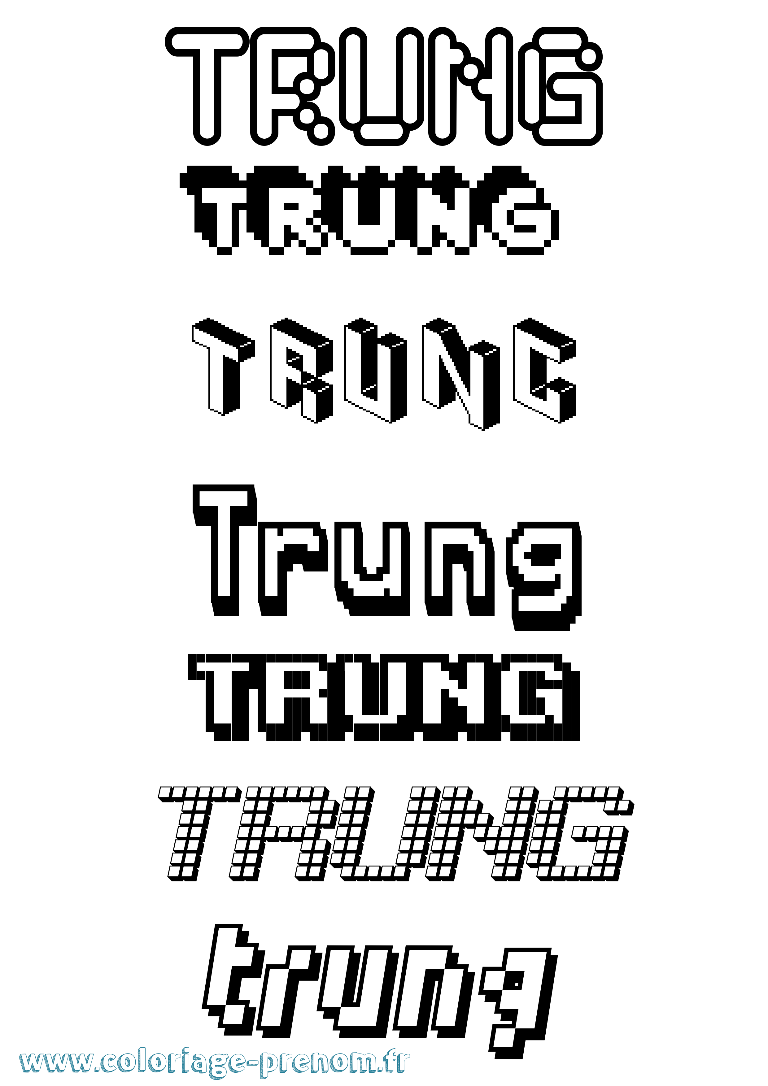Coloriage Trung Pixel Coloriage prénom Trung Pixel