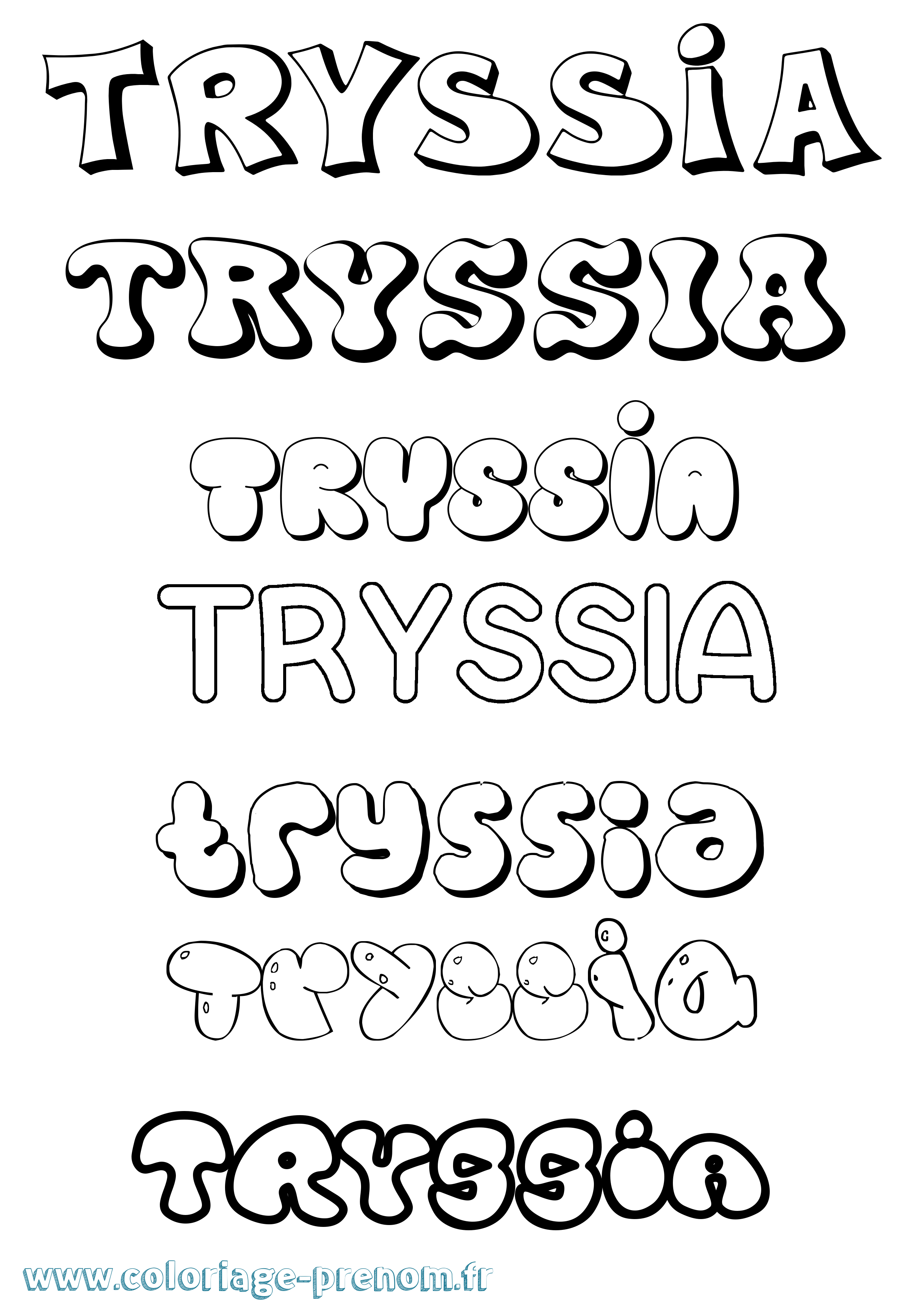 Coloriage Tryssia Bubble Coloriage prénom Tryssia Bubble