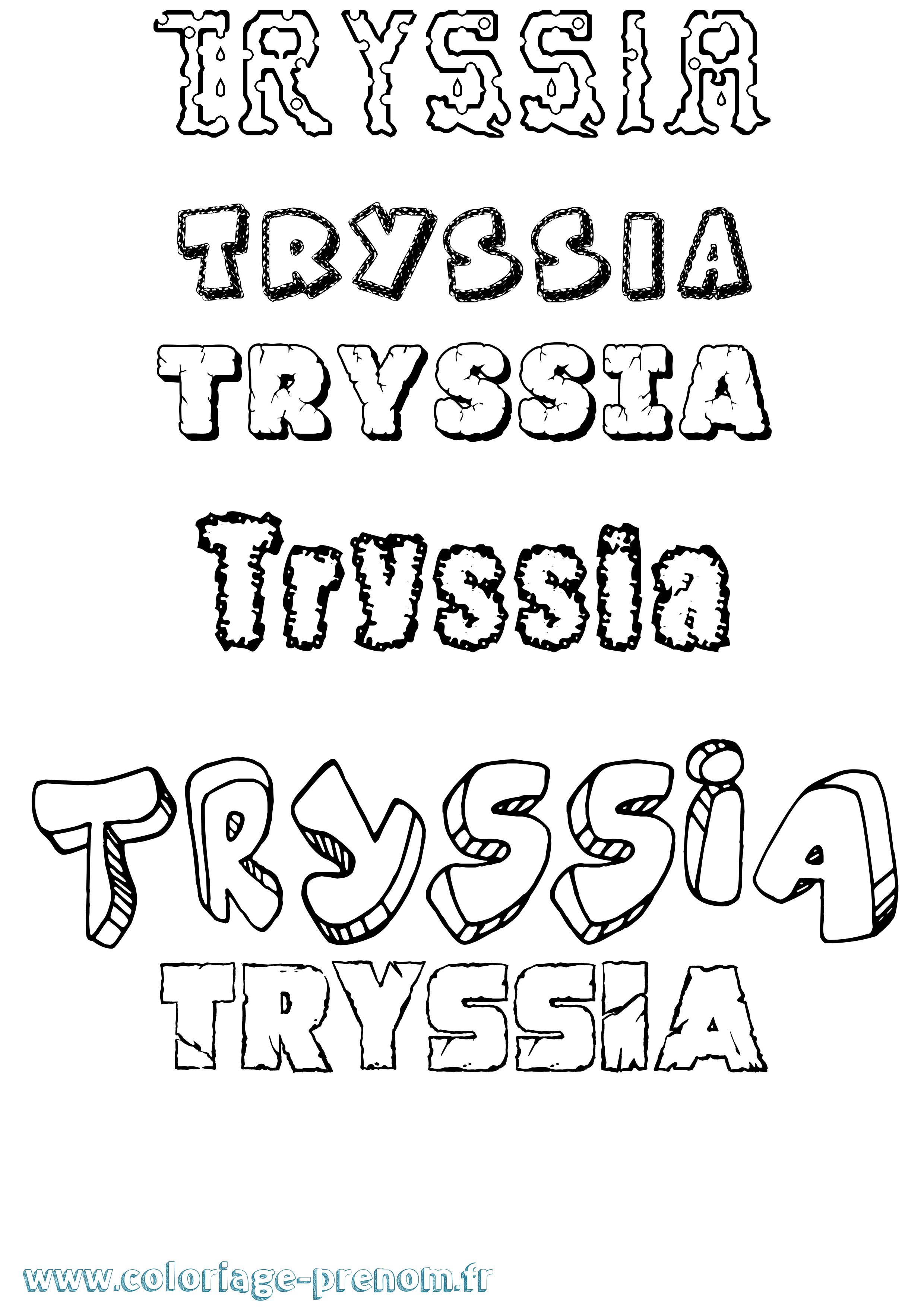 Coloriage Tryssia Destructuré Coloriage prénom Tryssia Destructuré