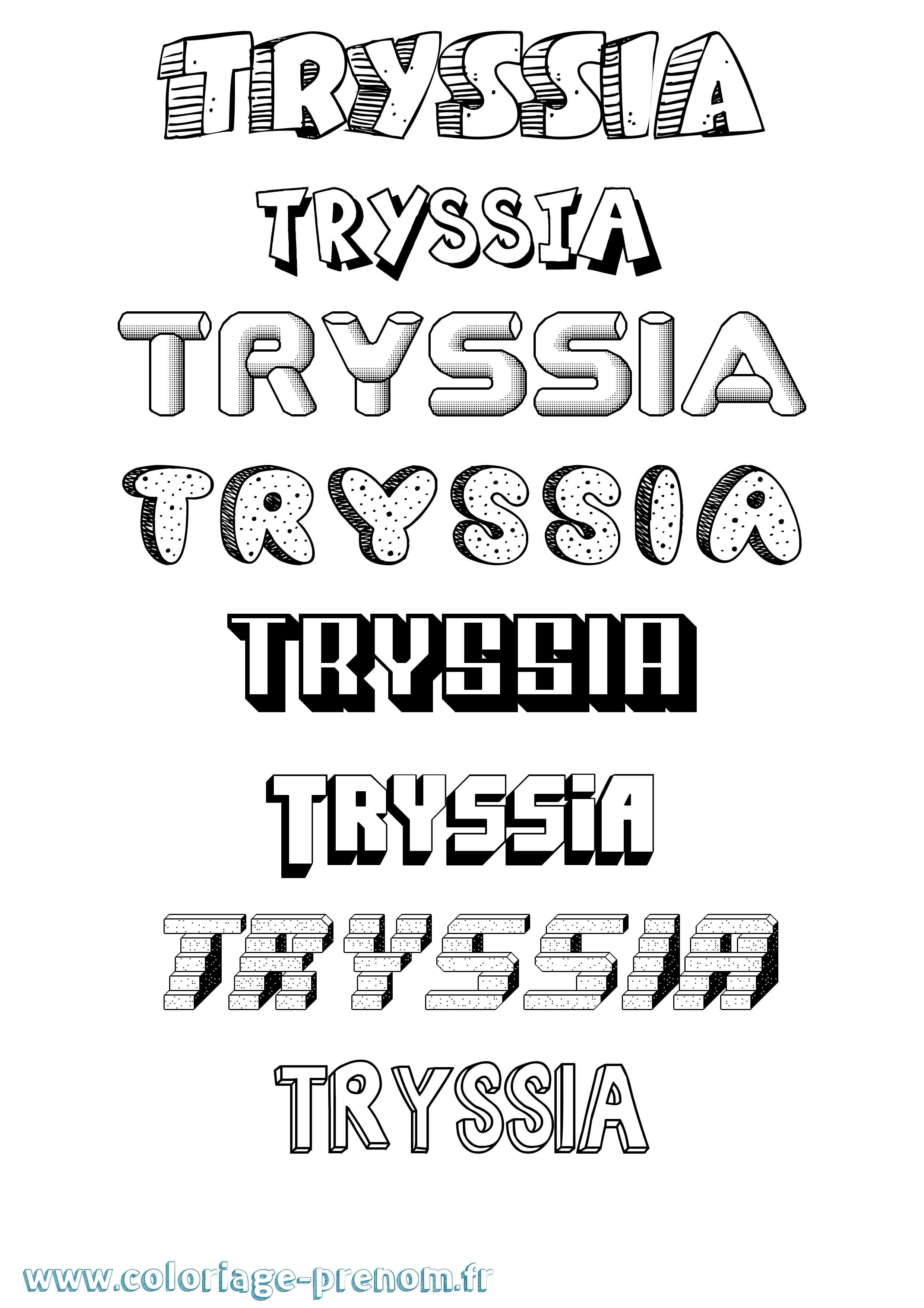 Coloriage Tryssia Effet 3D Coloriage prénom Tryssia Effet 3D