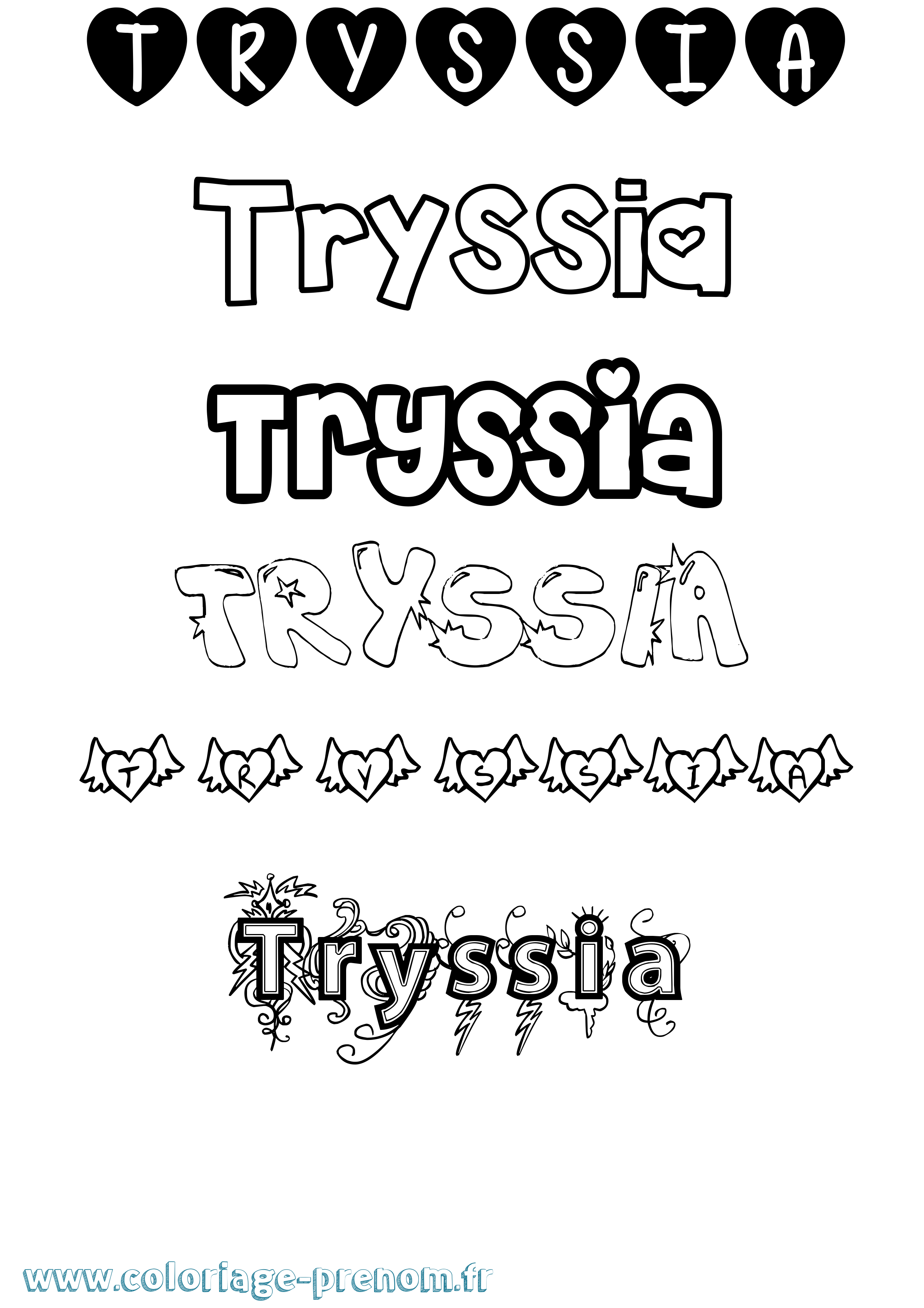 Coloriage Tryssia Girly Coloriage prénom Tryssia Girly