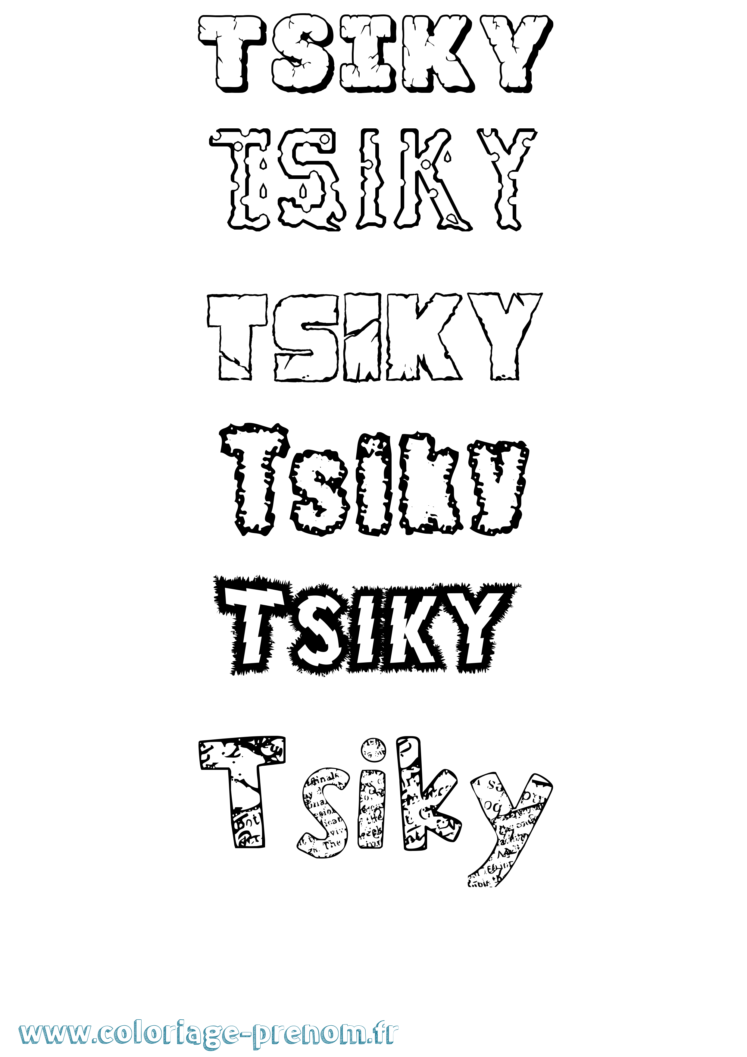 Coloriage Tsiky Destructuré Coloriage prénom Tsiky Destructuré