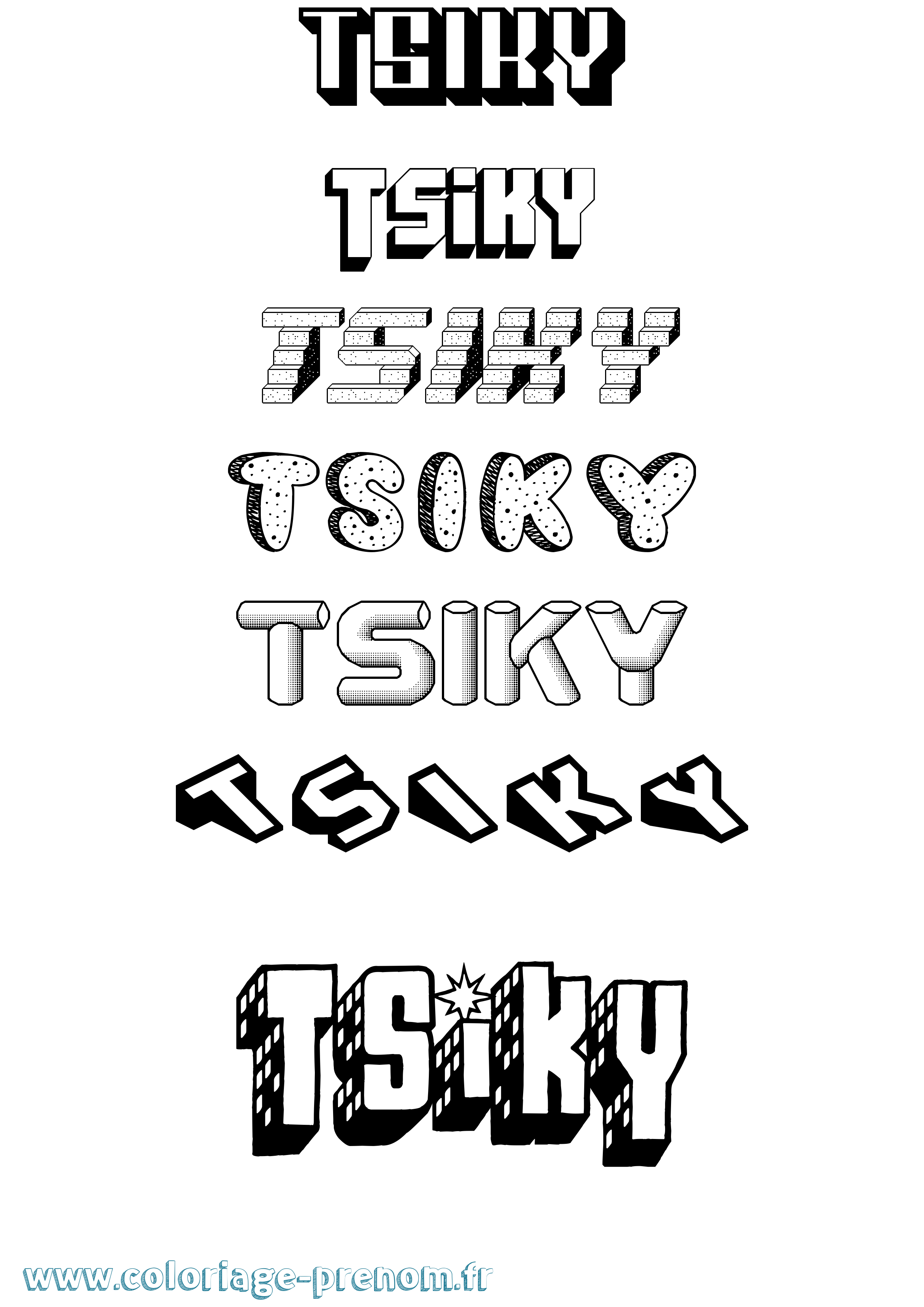 Coloriage Tsiky Effet 3D Coloriage prénom Tsiky Effet 3D