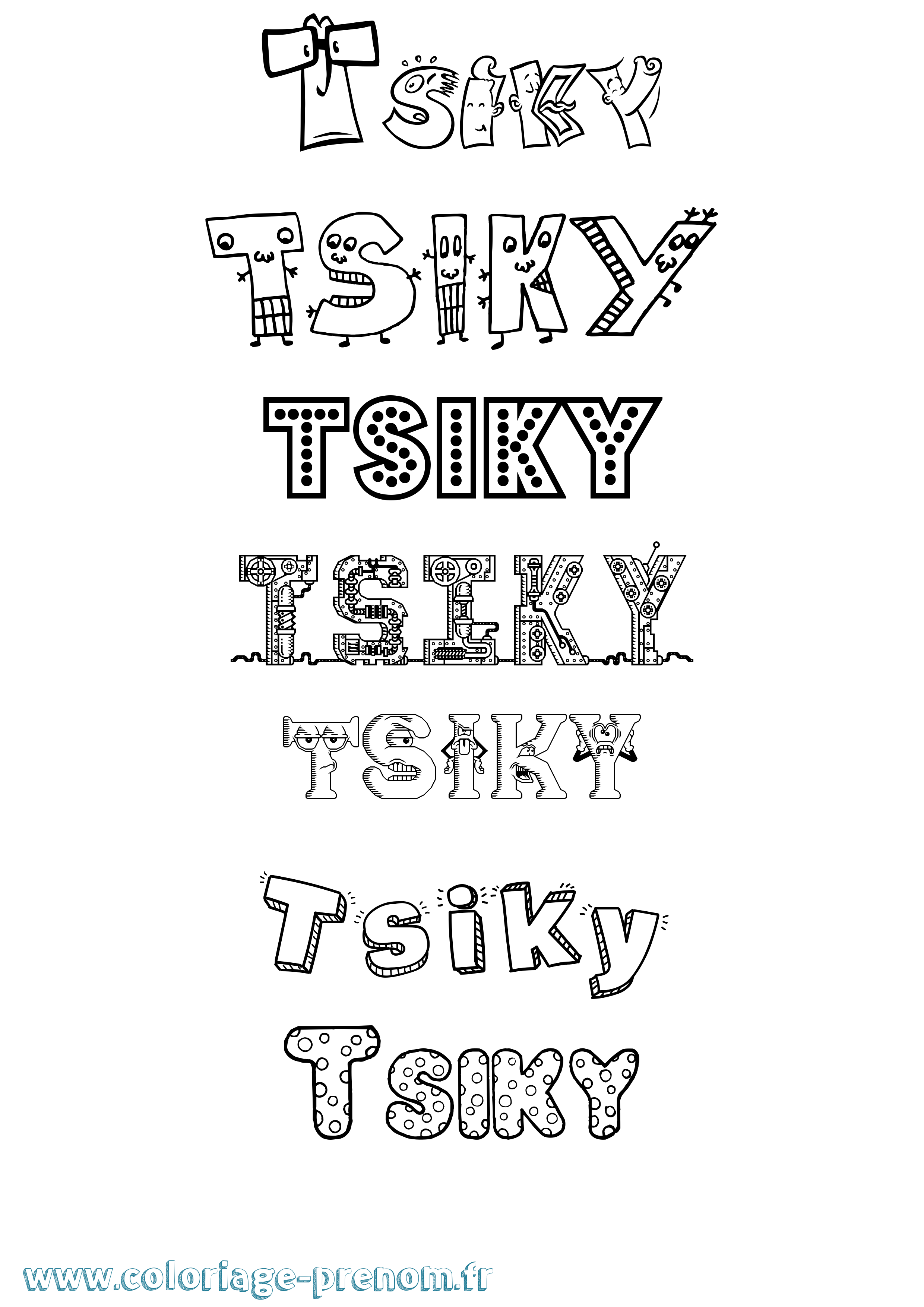 Coloriage Tsiky Fun Coloriage prénom Tsiky Fun