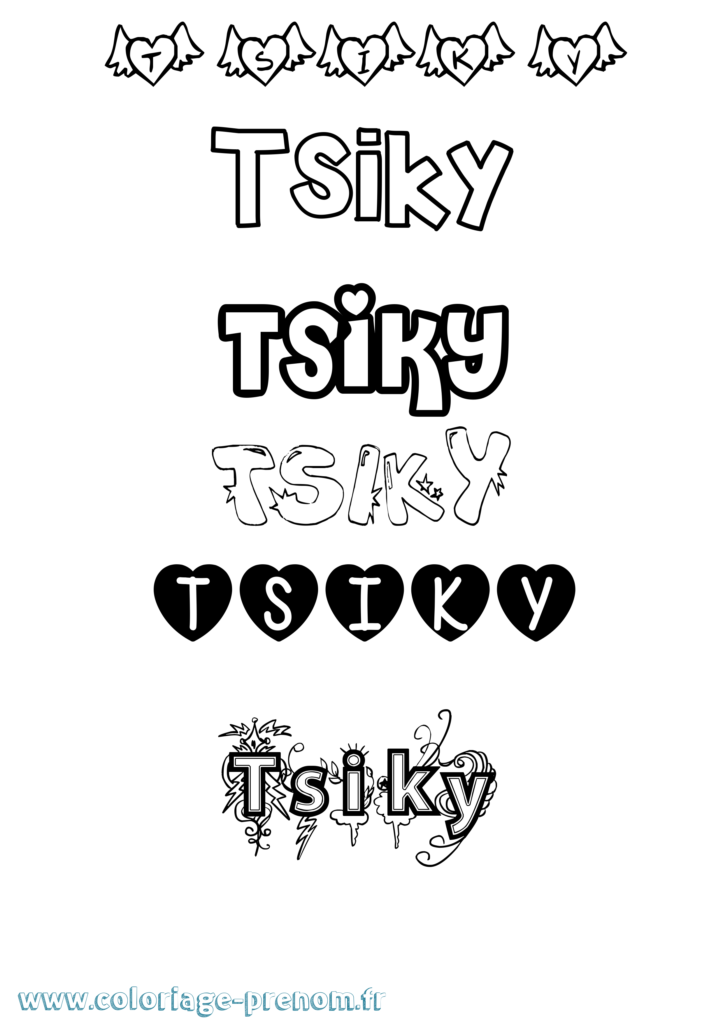 Coloriage Tsiky Girly Coloriage prénom Tsiky Girly
