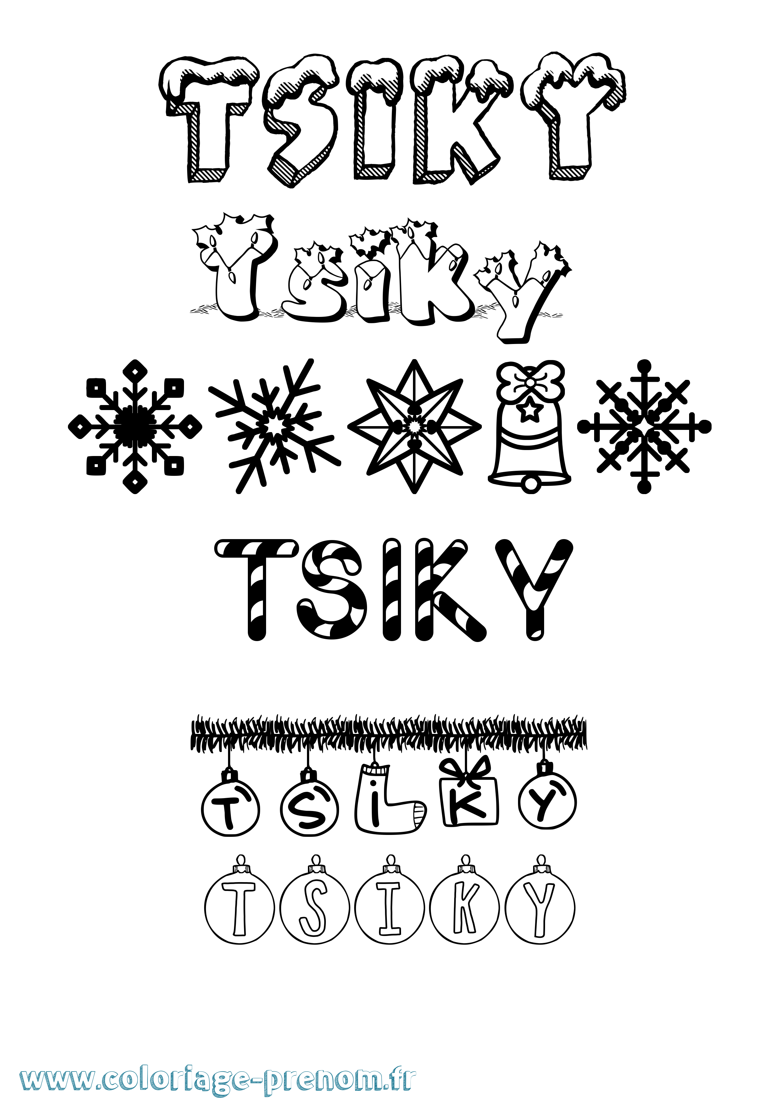 Coloriage Tsiky Noël Coloriage prénom Tsiky Noël