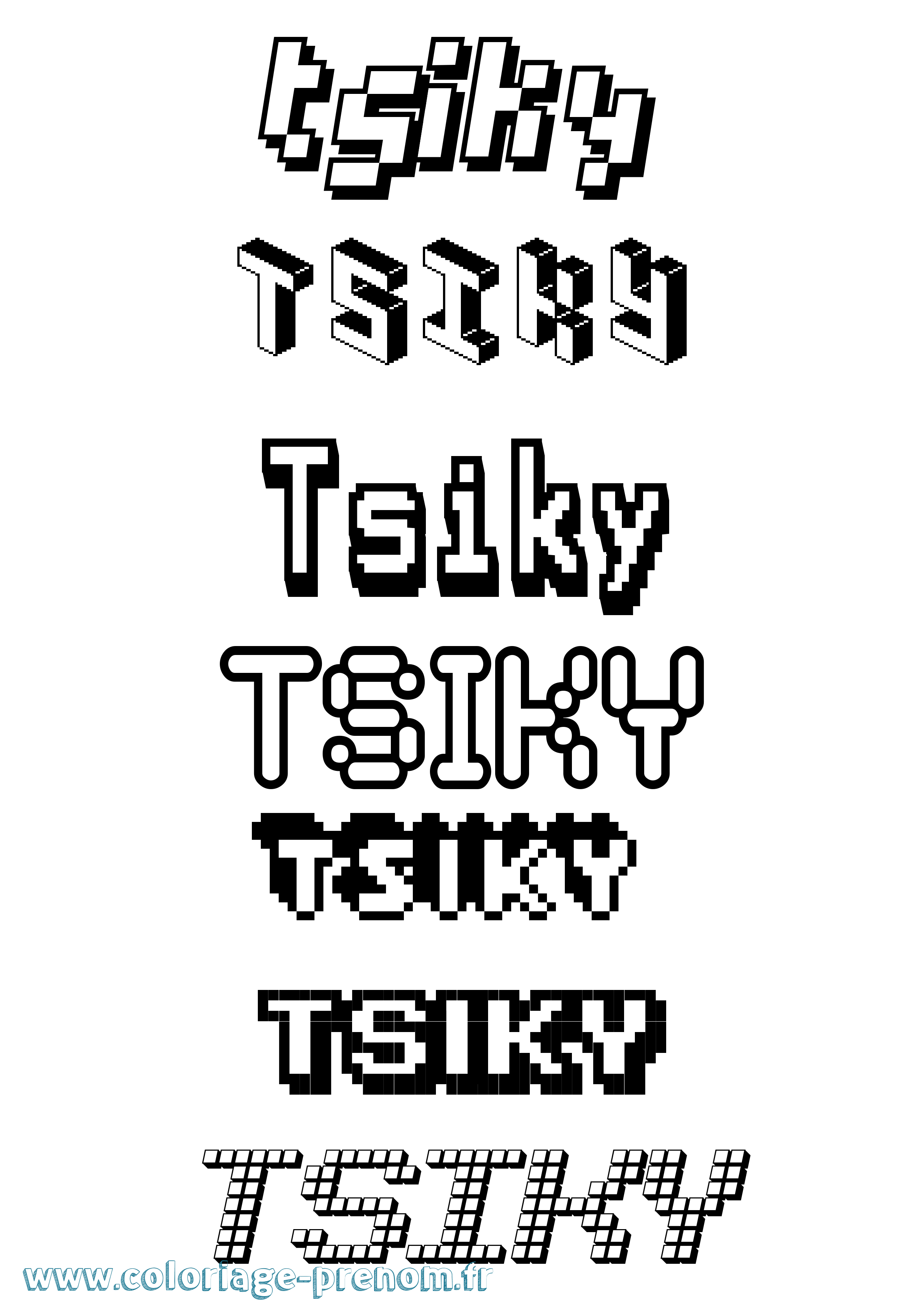 Coloriage Tsiky Pixel Coloriage prénom Tsiky Pixel