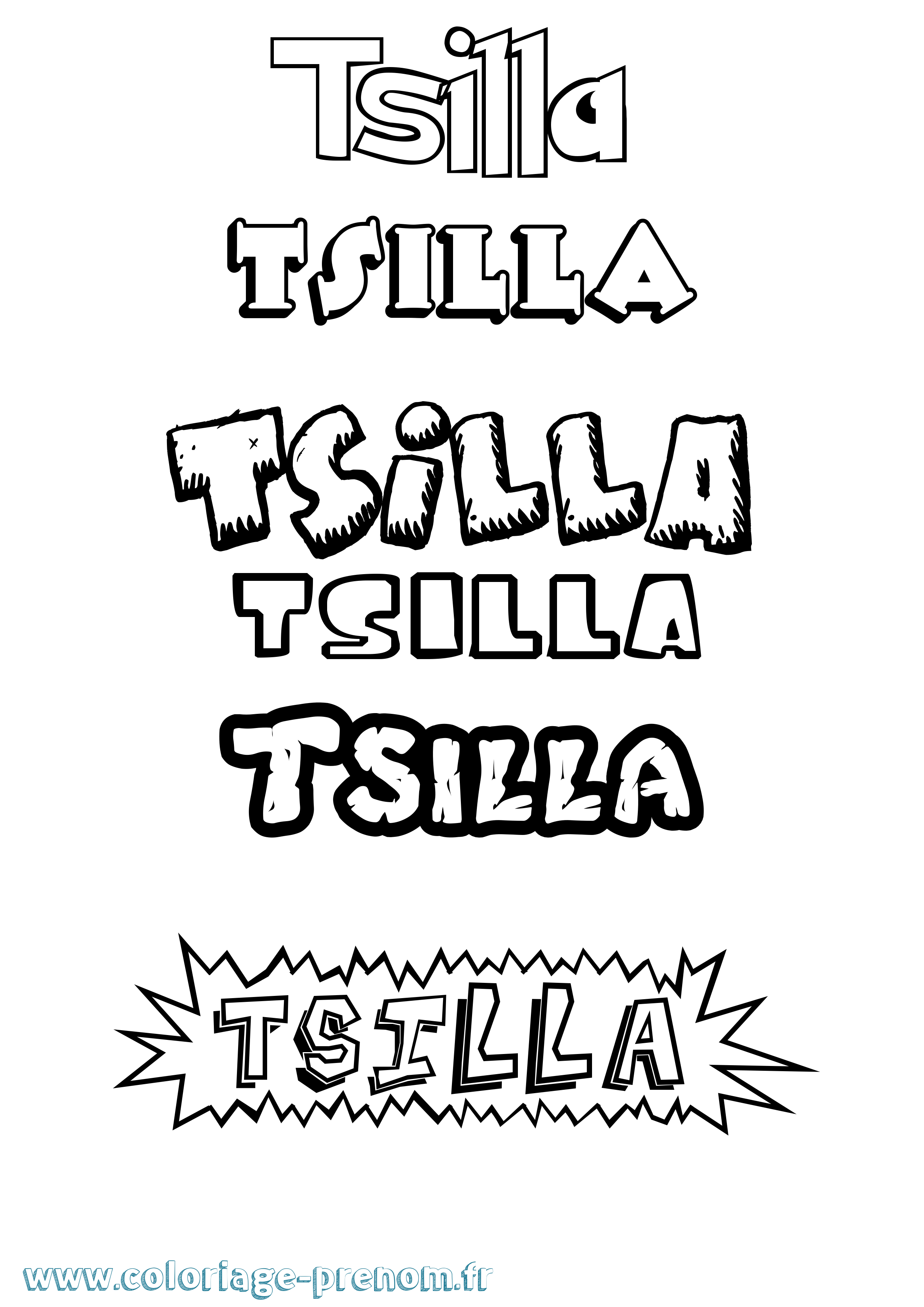 Coloriage Tsilla Dessin Animé Coloriage prénom Tsilla Dessin Animé