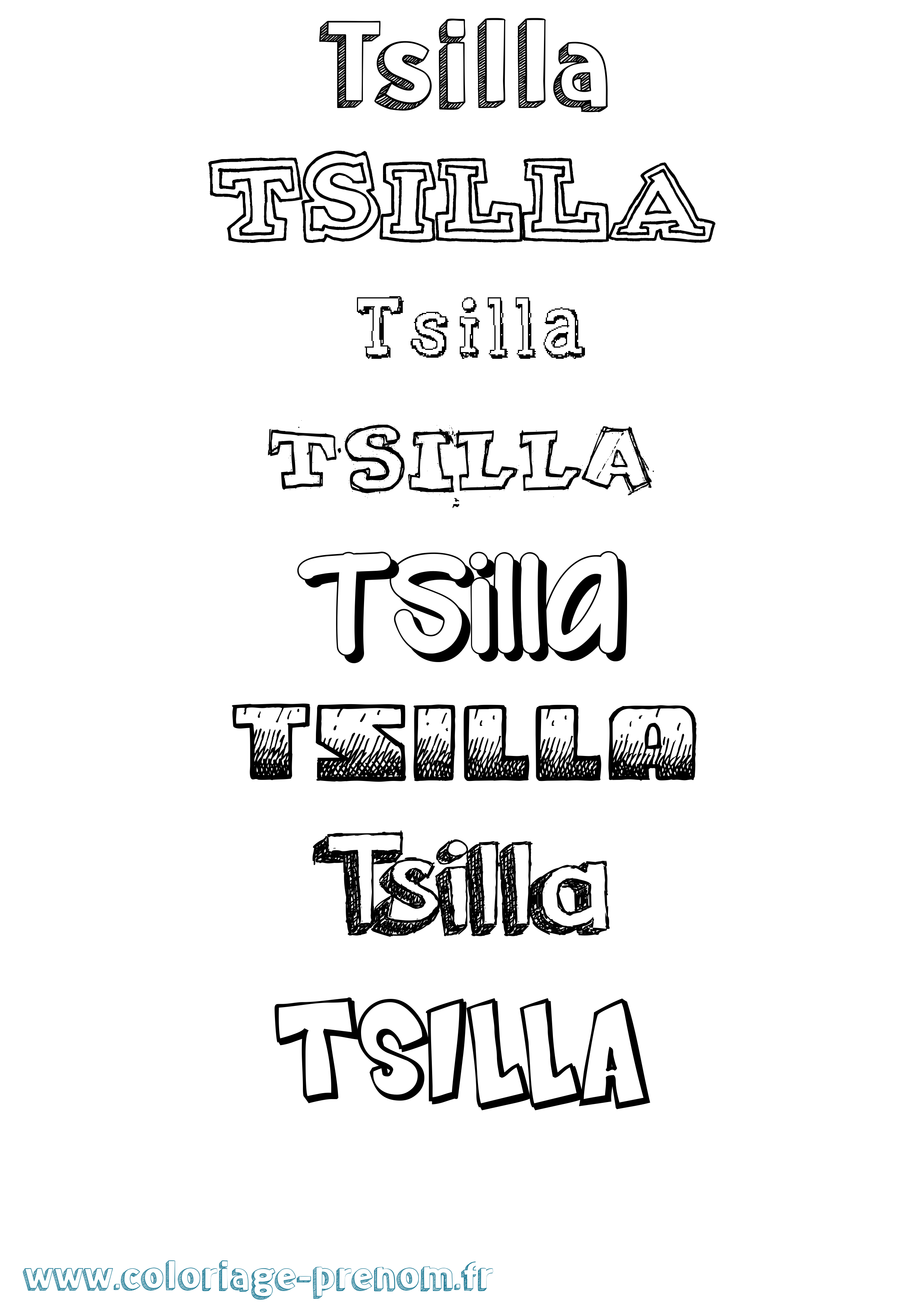 Coloriage Tsilla Dessiné Coloriage prénom Tsilla Dessiné