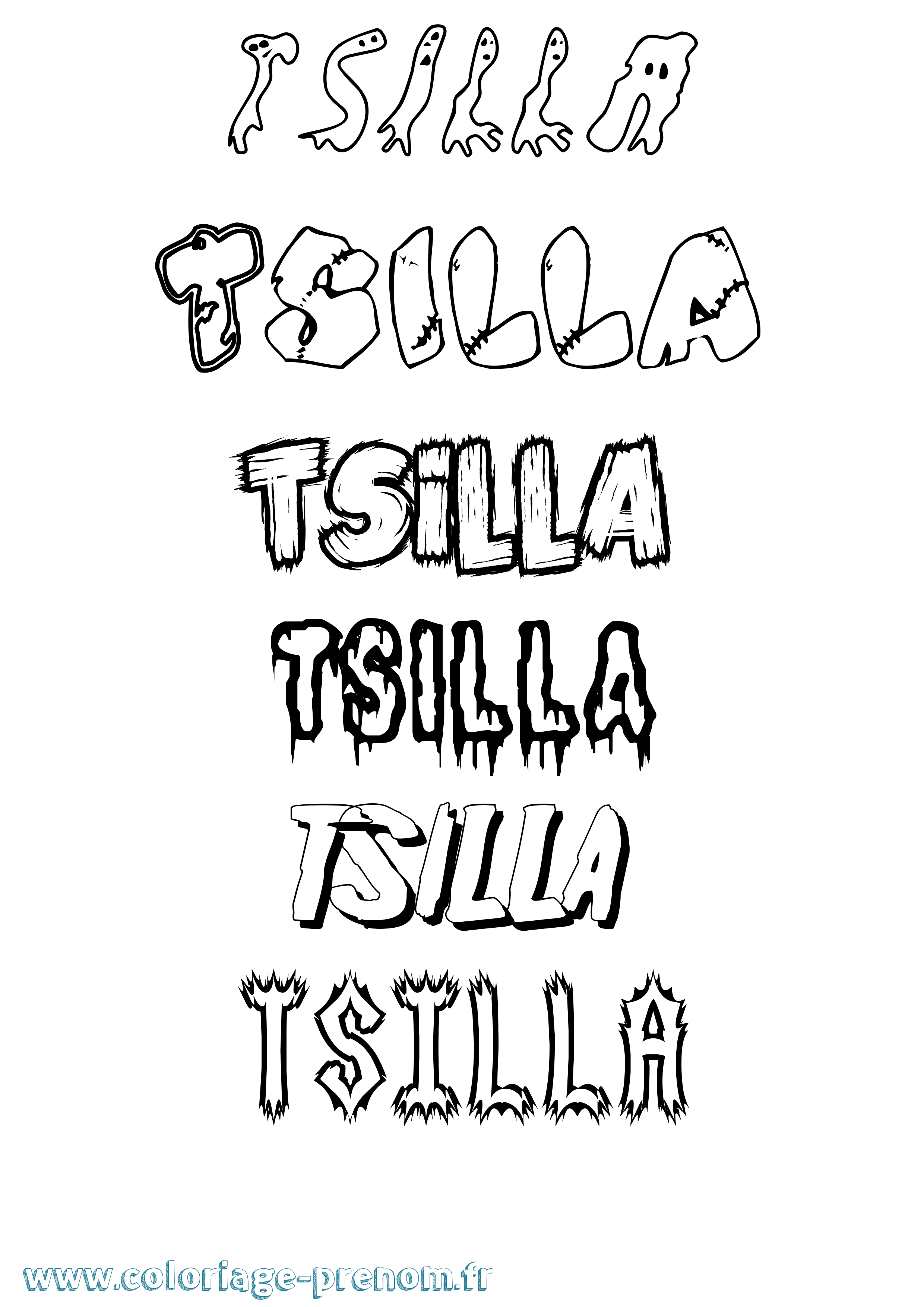 Coloriage Tsilla Frisson Coloriage prénom Tsilla Frisson