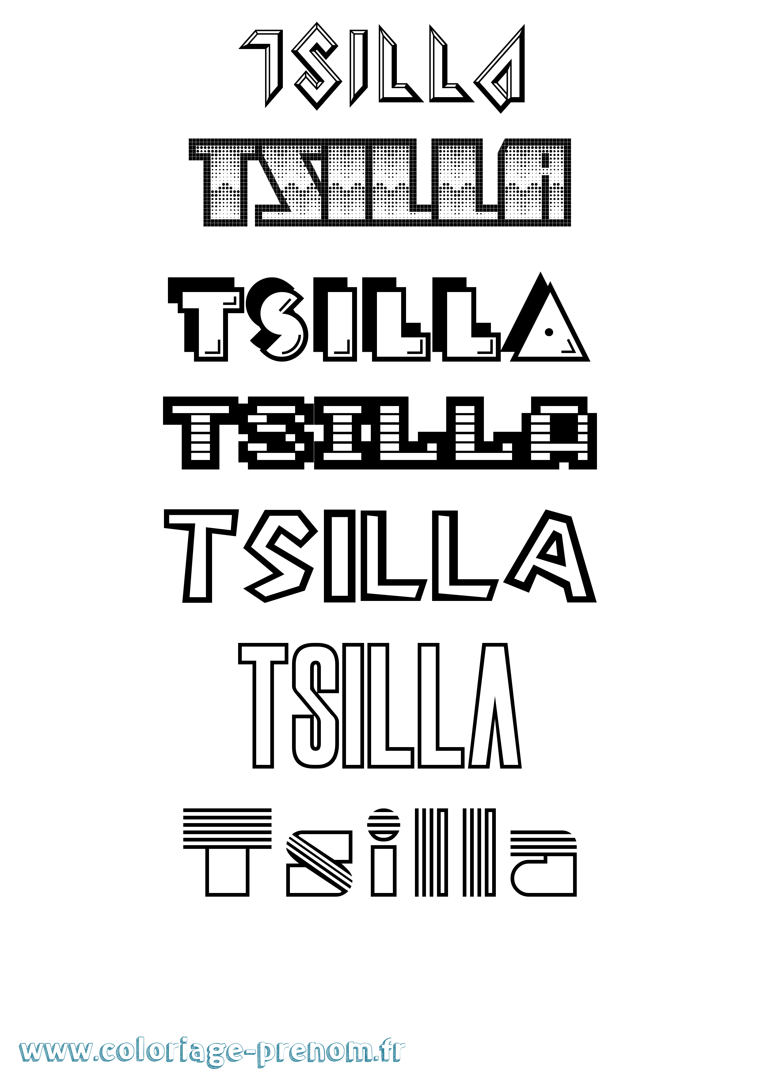 Coloriage Tsilla Jeux Vidéos Coloriage prénom Tsilla Jeux Vidéos